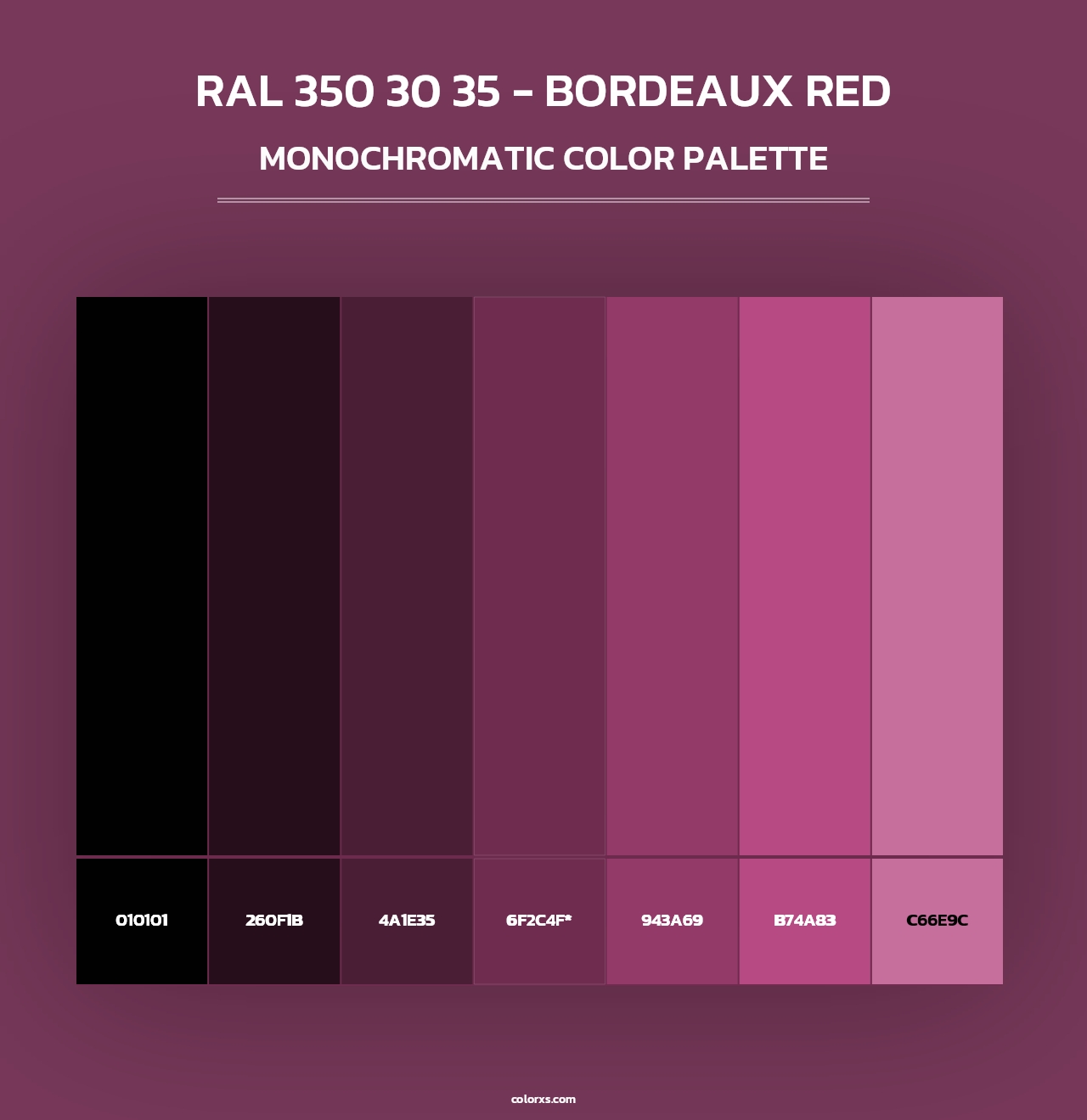 RAL 350 30 35 - Bordeaux Red - Monochromatic Color Palette