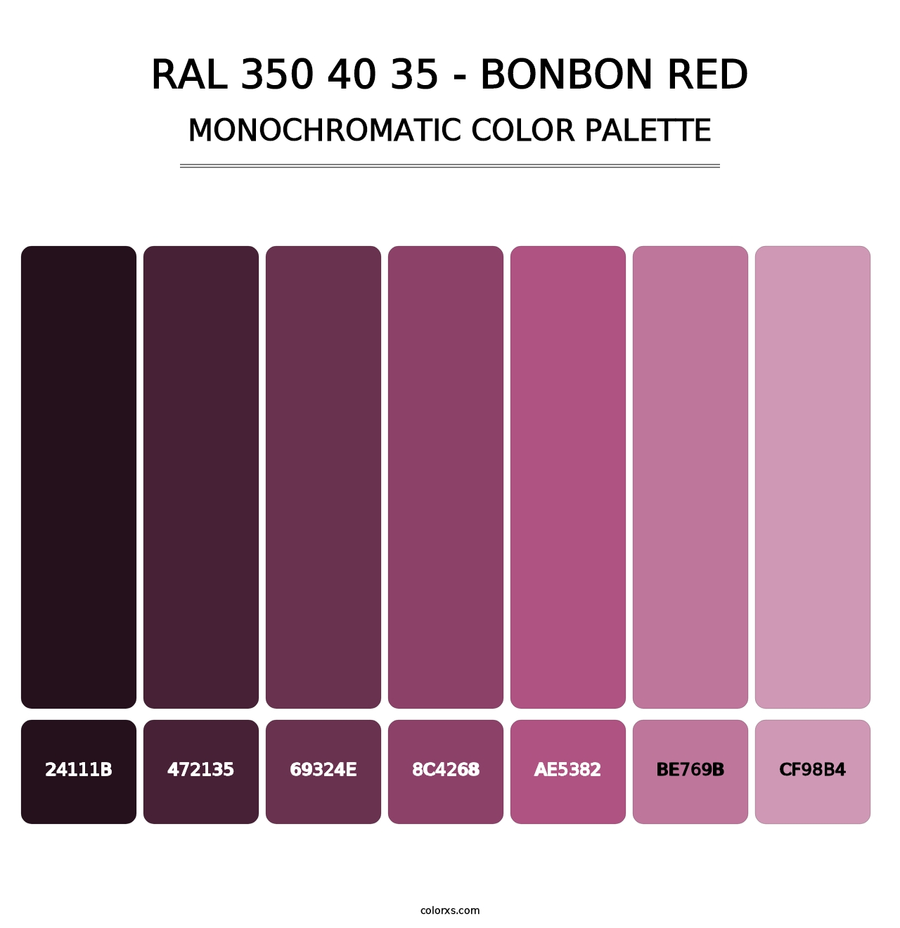 RAL 350 40 35 - Bonbon Red - Monochromatic Color Palette