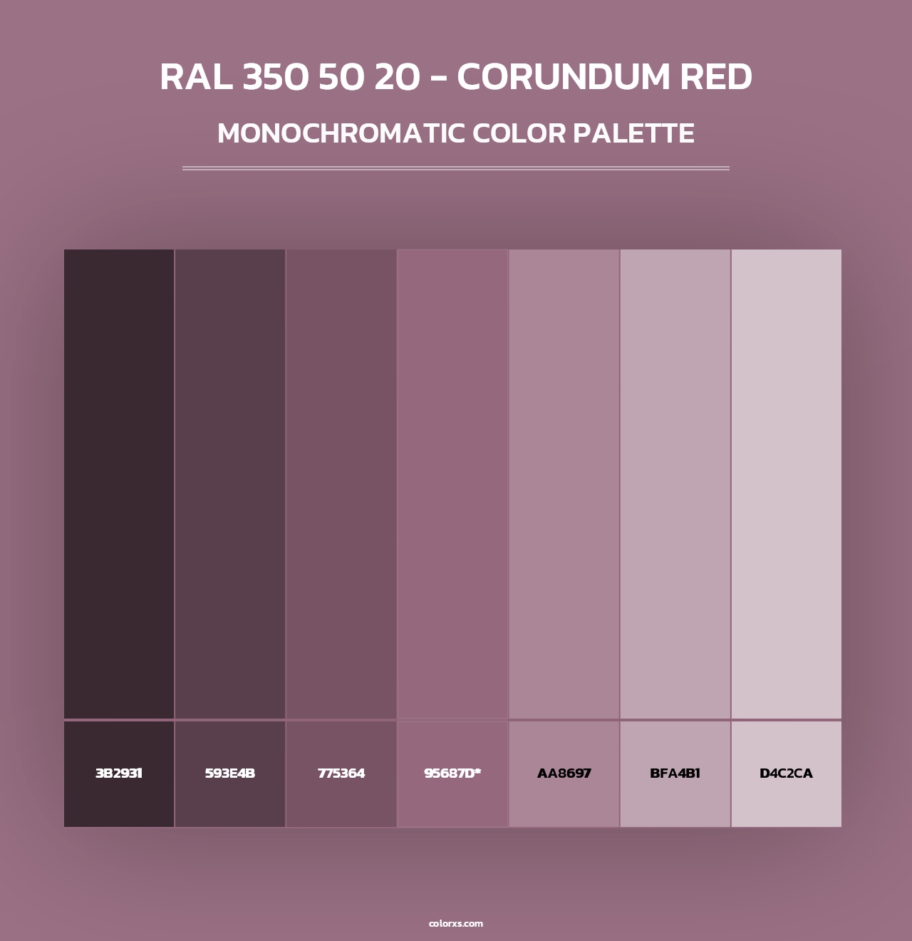 RAL 350 50 20 - Corundum Red - Monochromatic Color Palette