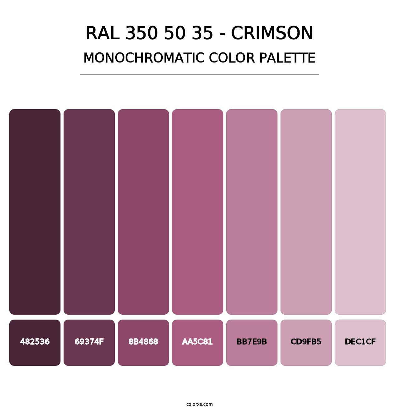 RAL 350 50 35 - Crimson - Monochromatic Color Palette