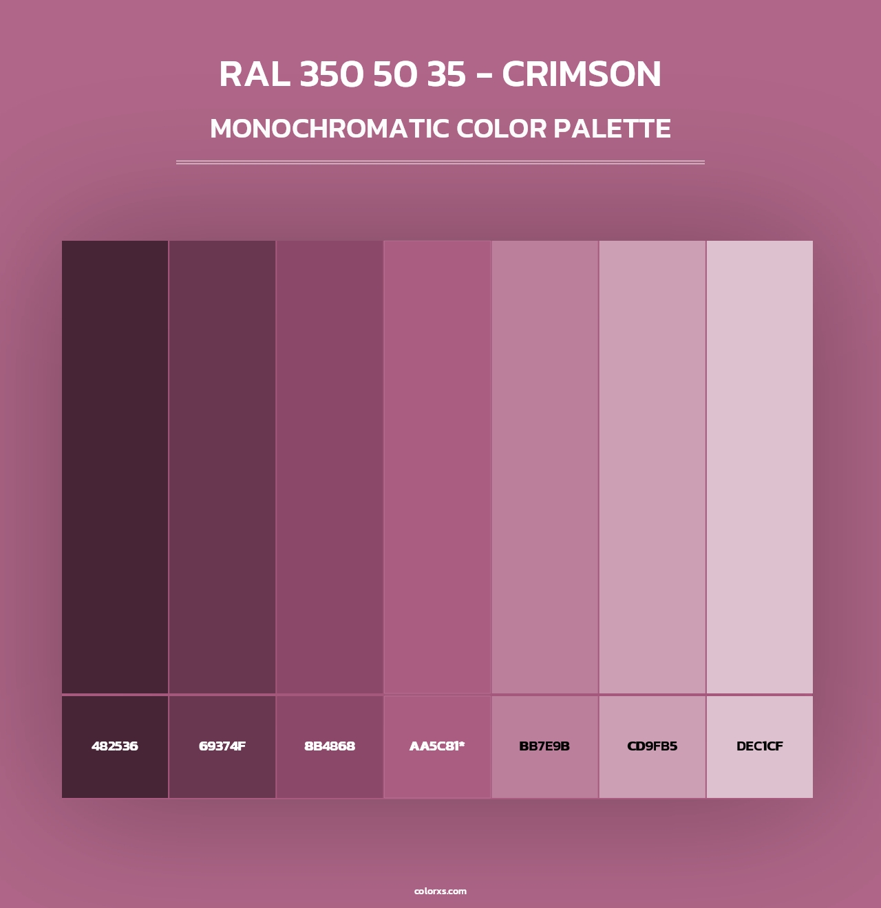 RAL 350 50 35 - Crimson - Monochromatic Color Palette