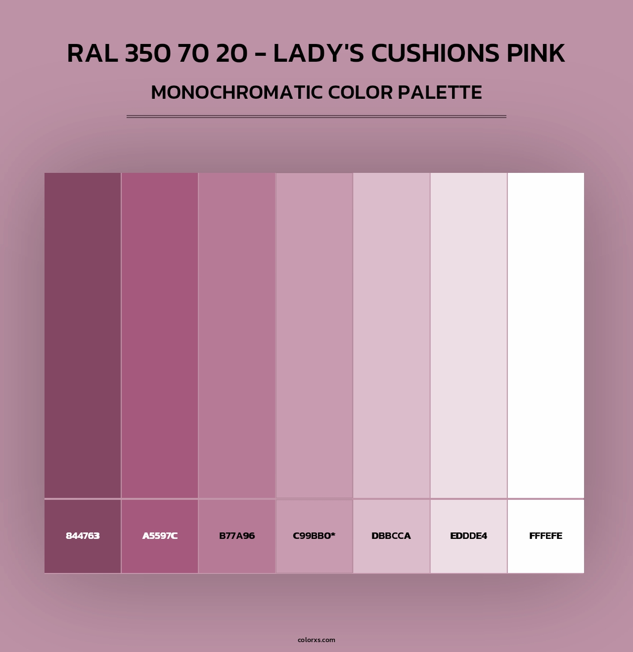 RAL 350 70 20 - Lady's Cushions Pink - Monochromatic Color Palette