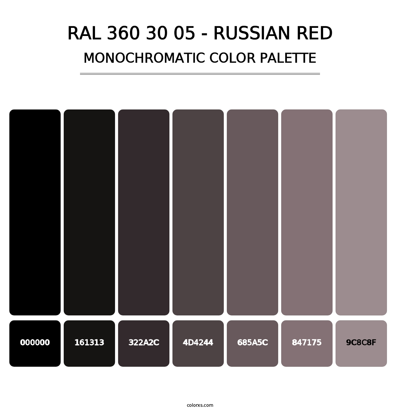 RAL 360 30 05 - Russian Red - Monochromatic Color Palette