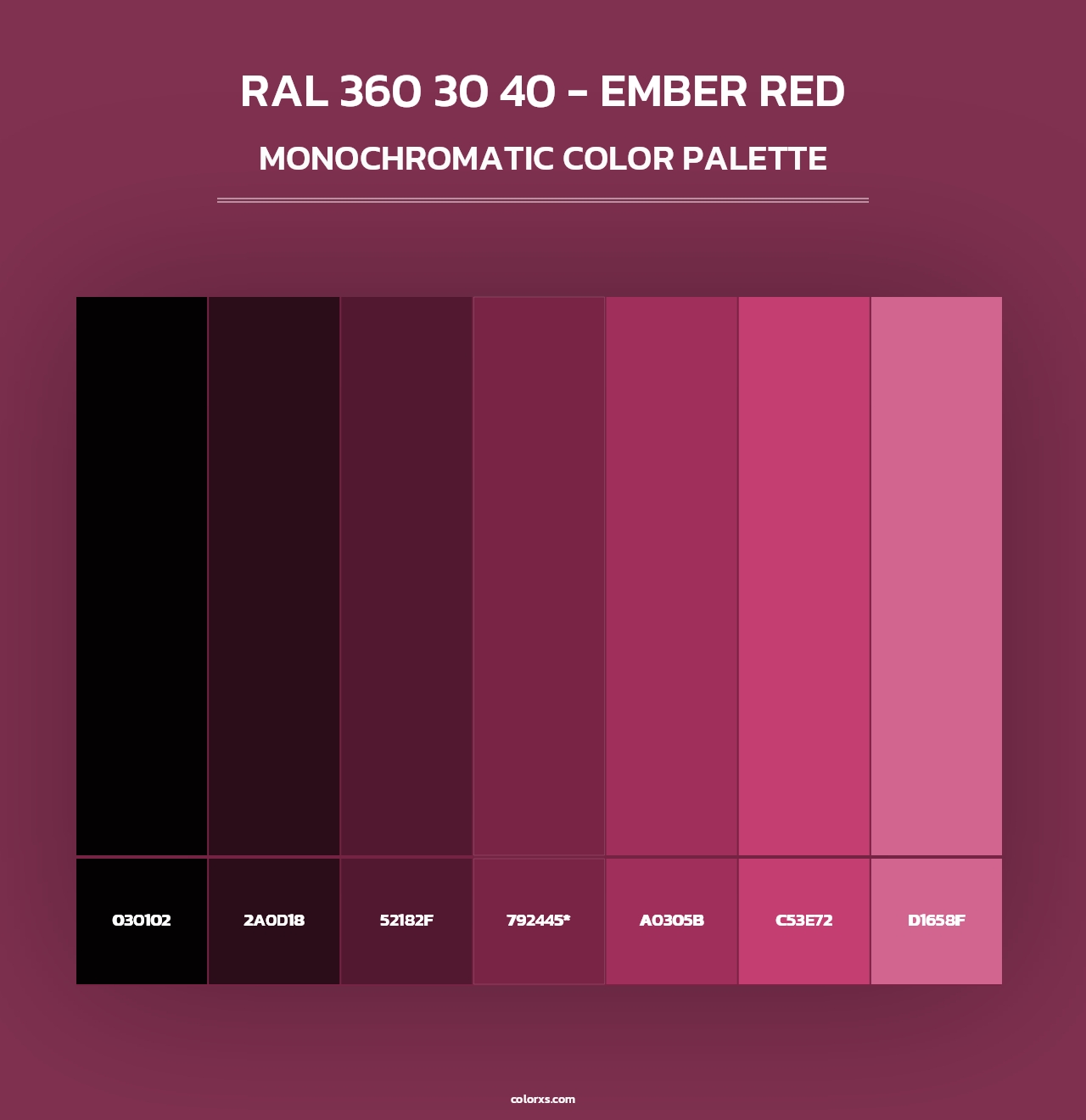 RAL 360 30 40 - Ember Red - Monochromatic Color Palette
