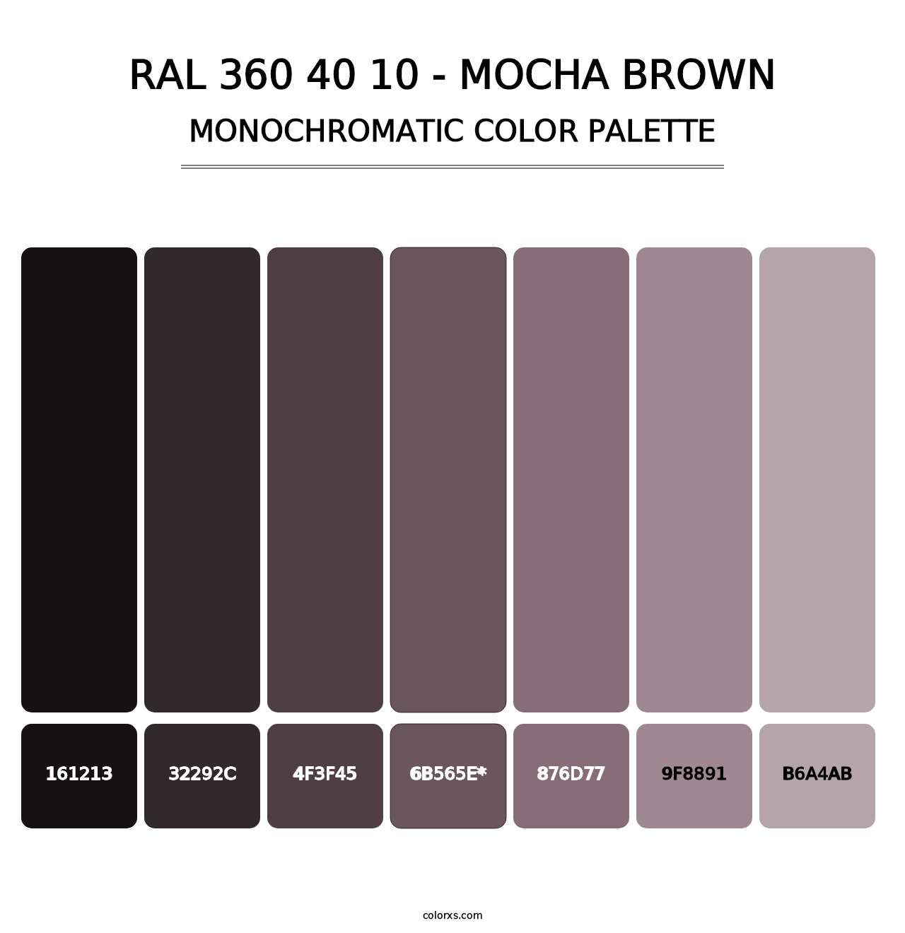 RAL 360 40 10 - Mocha Brown - Monochromatic Color Palette