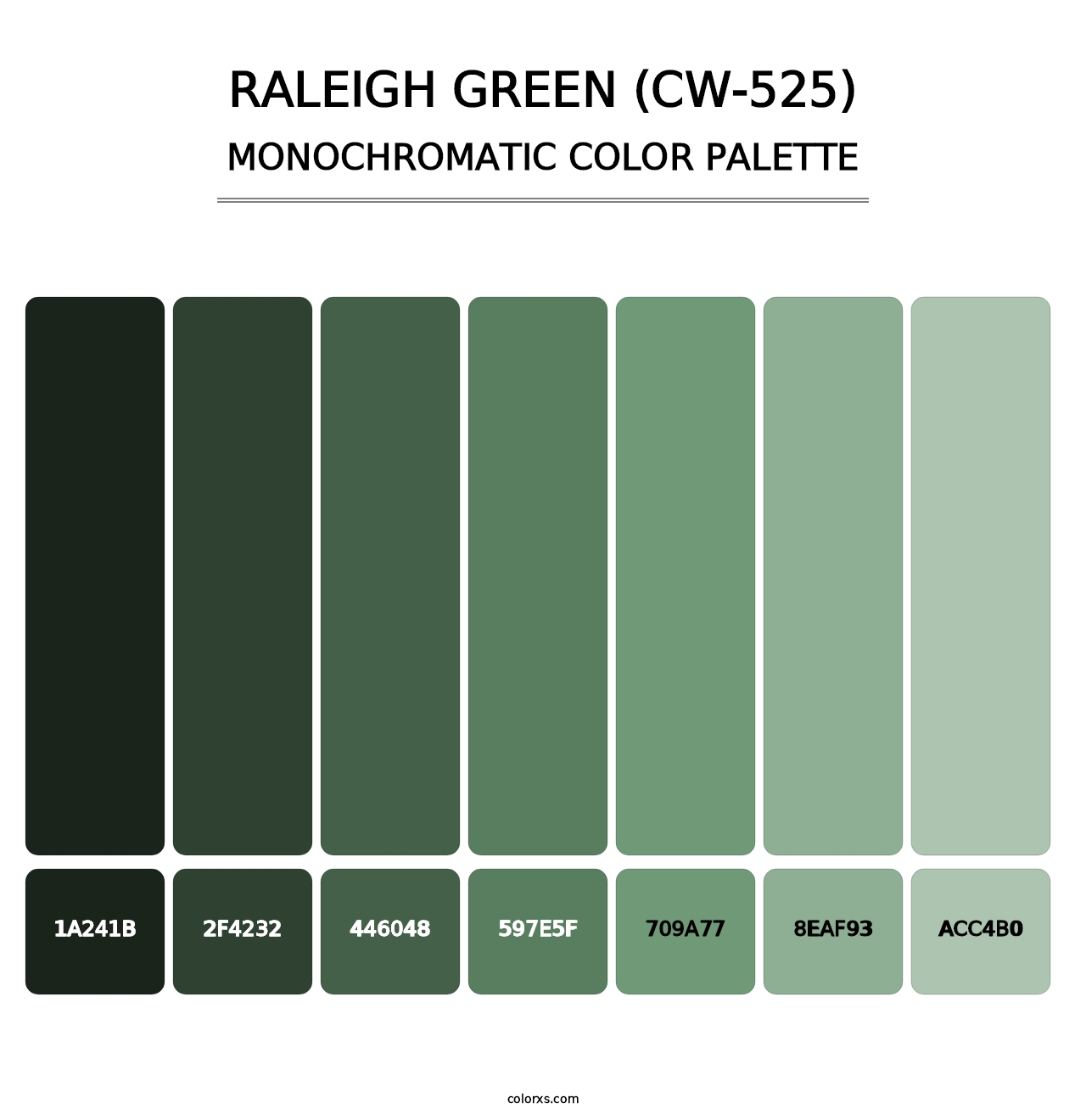 Raleigh Green (CW-525) - Monochromatic Color Palette