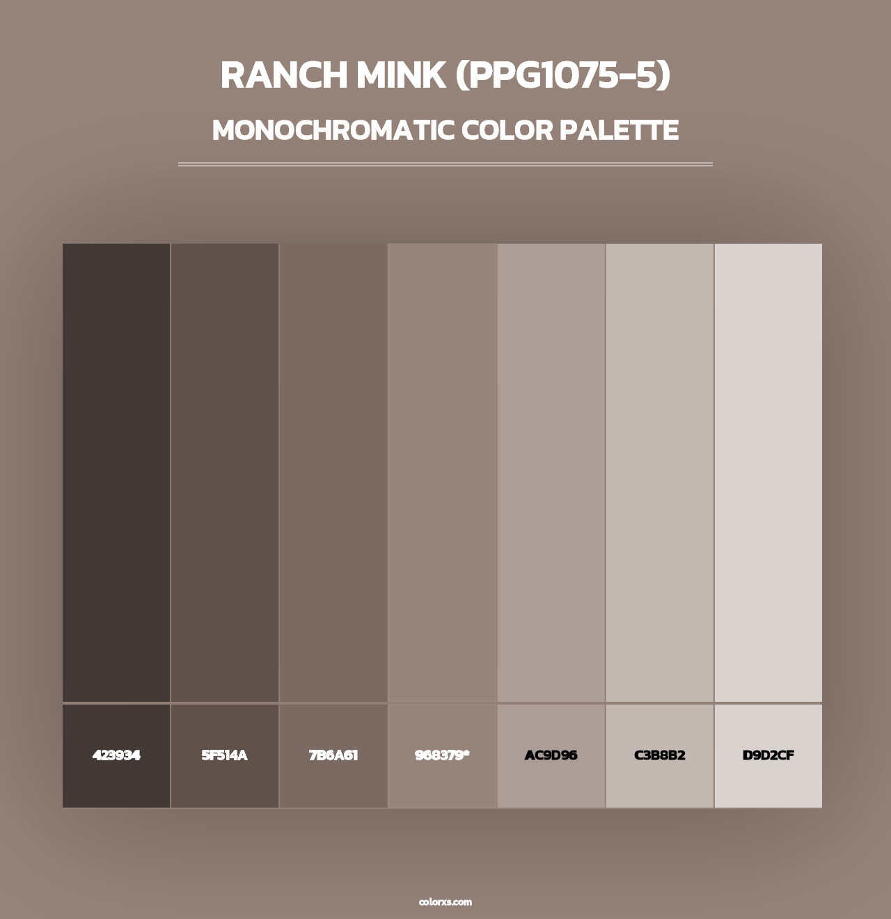 Ranch Mink (PPG1075-5) - Monochromatic Color Palette