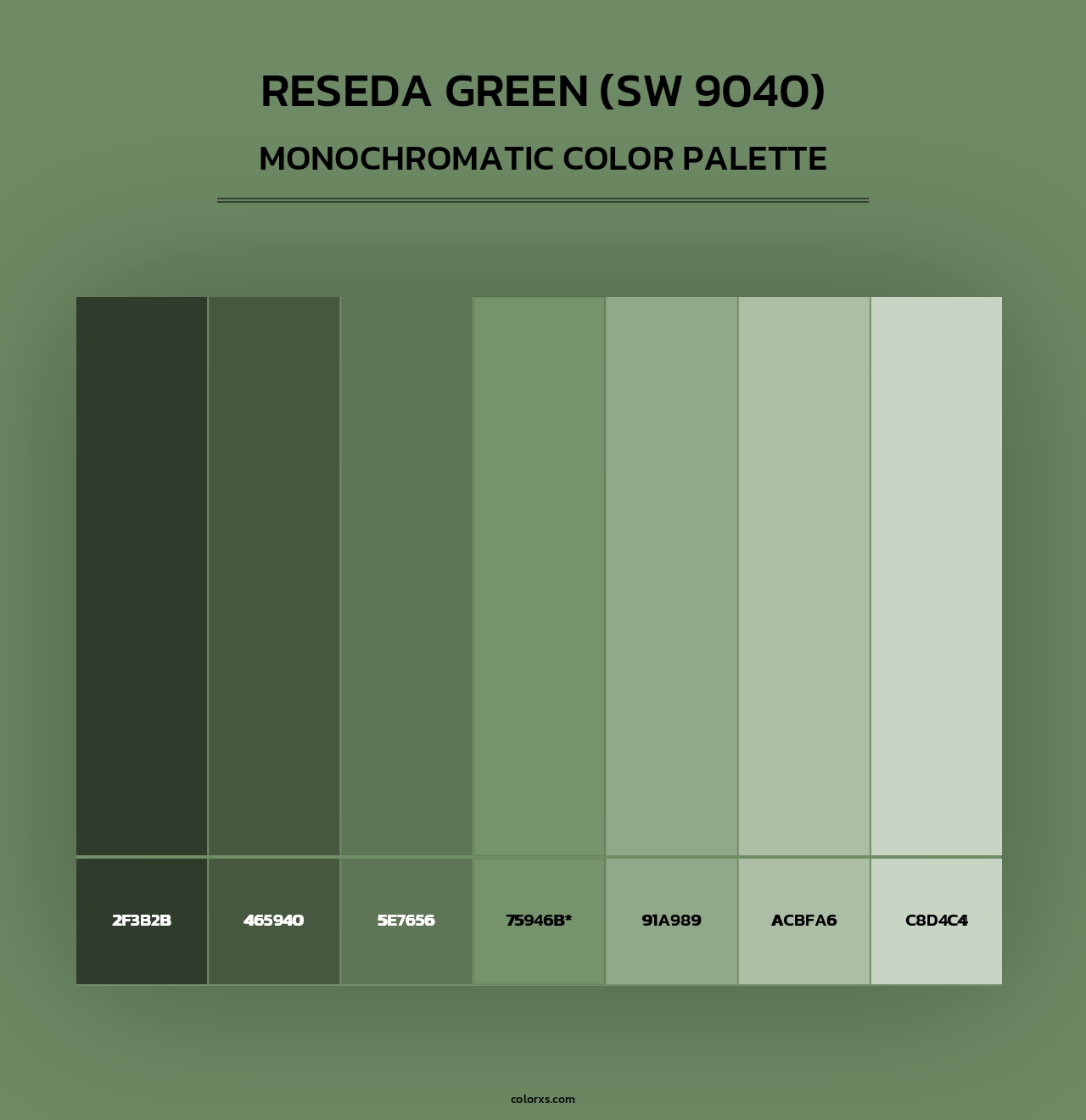 Reseda Green (SW 9040) - Monochromatic Color Palette