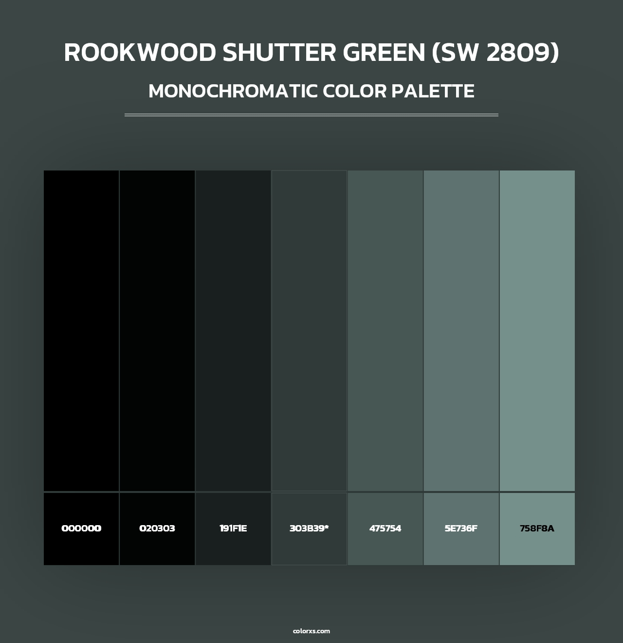 Rookwood Shutter Green (SW 2809) - Monochromatic Color Palette