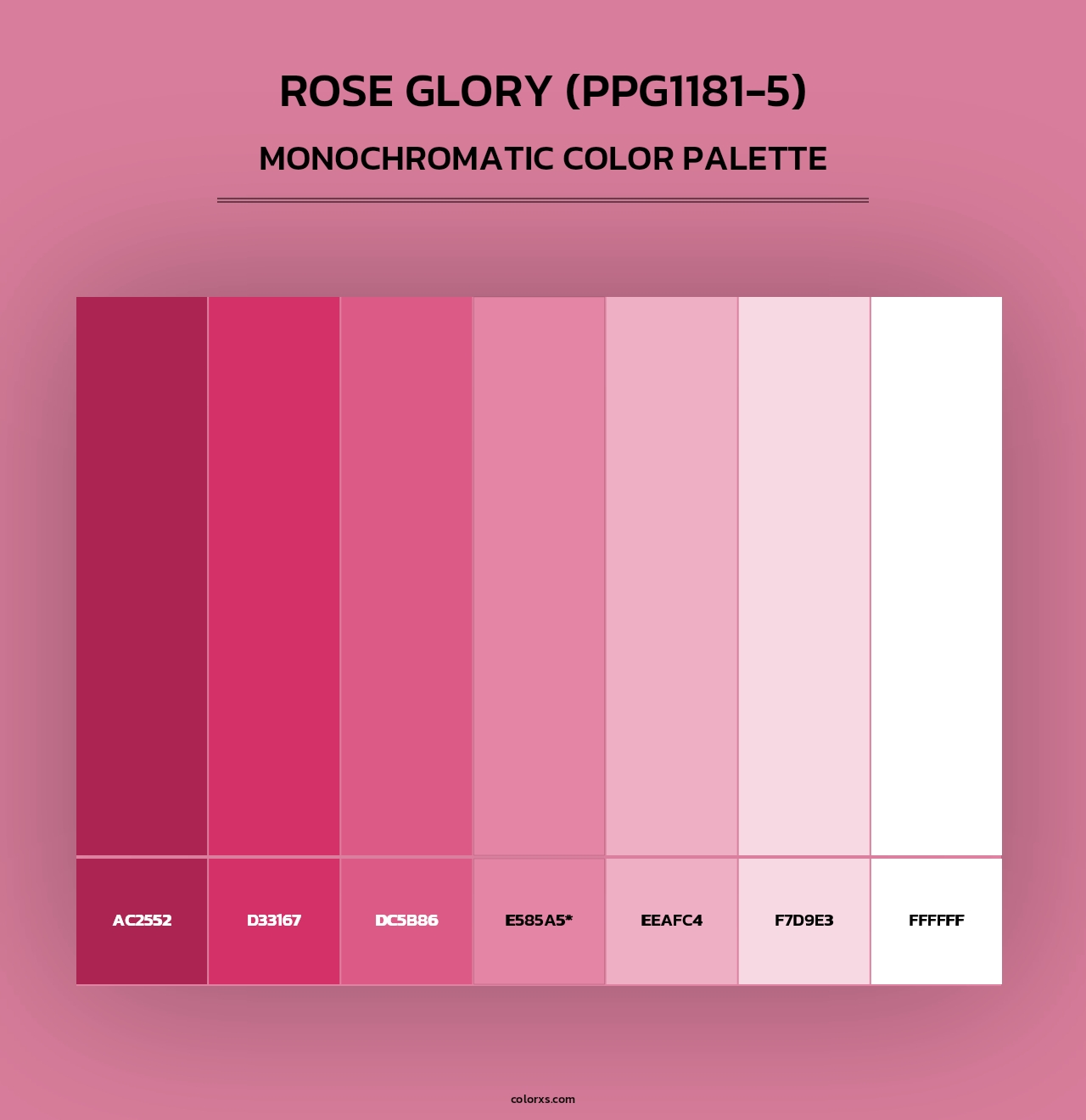 Rose Glory (PPG1181-5) - Monochromatic Color Palette