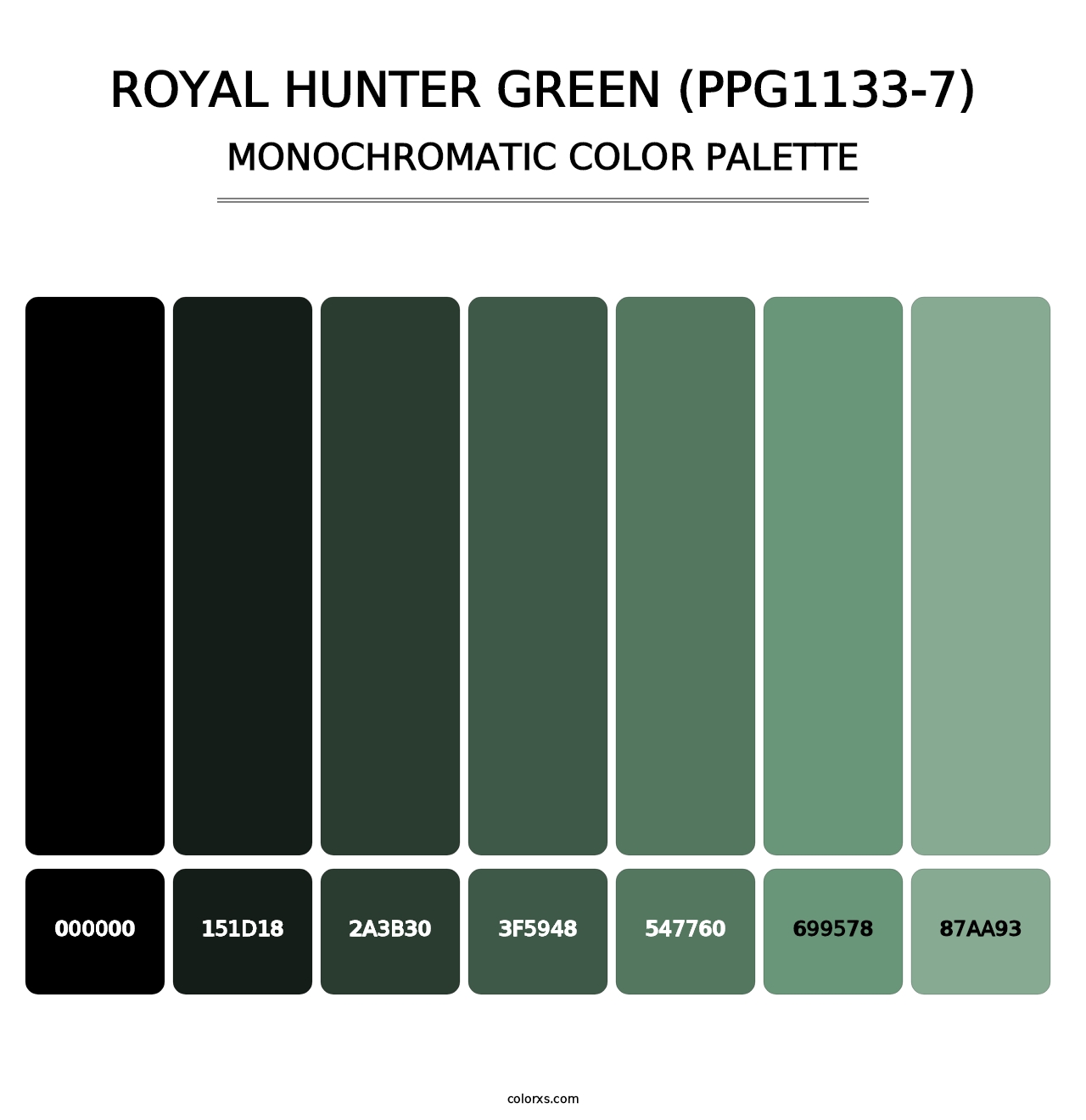 Royal Hunter Green (PPG1133-7) - Monochromatic Color Palette