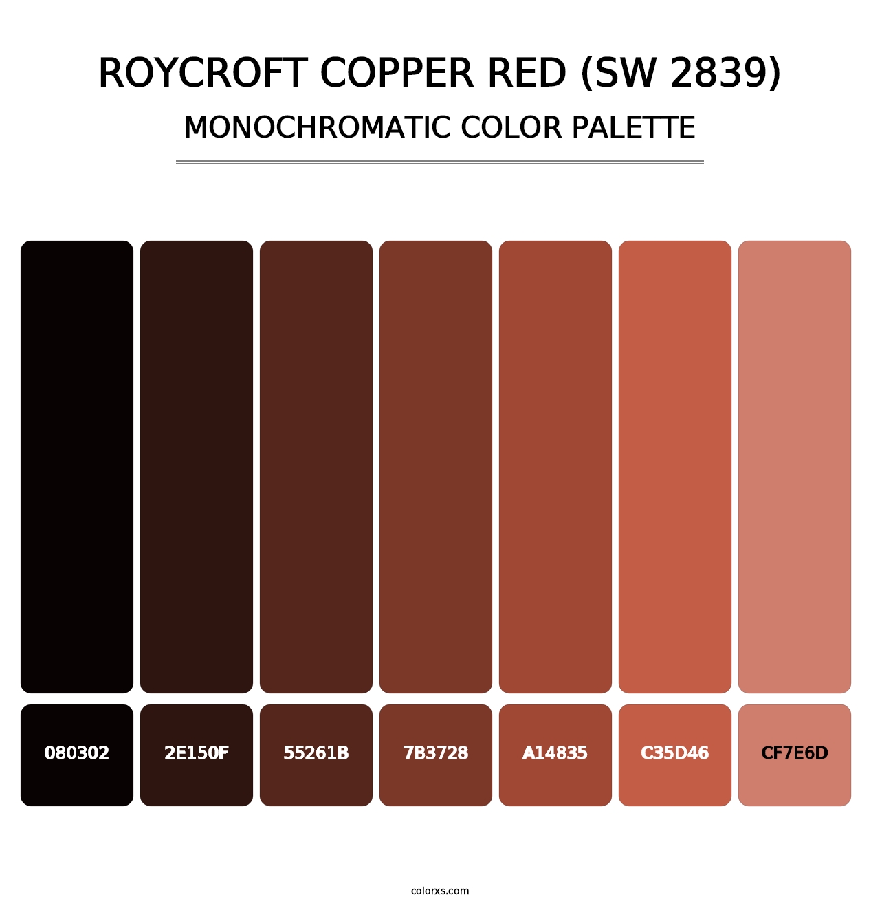 Roycroft Copper Red (SW 2839) - Monochromatic Color Palette