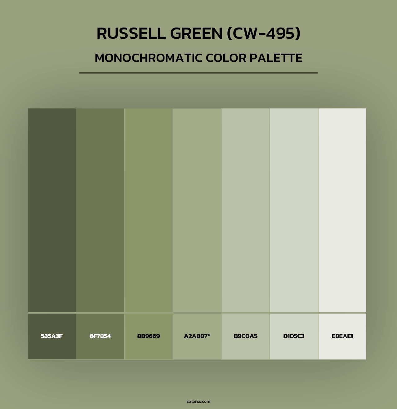 Russell Green (CW-495) - Monochromatic Color Palette