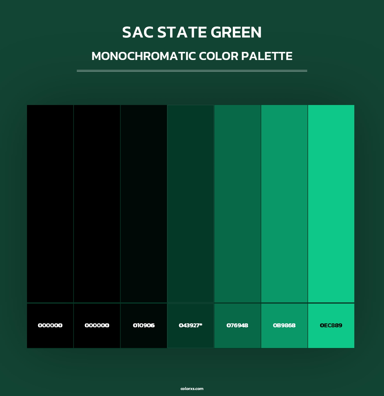 Sac State Green - Monochromatic Color Palette