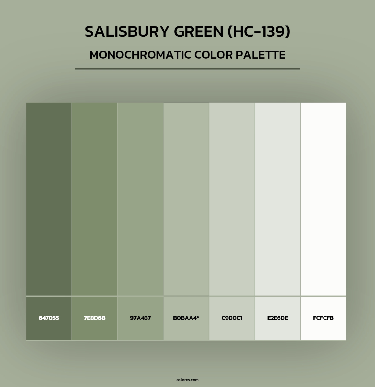 Salisbury Green (HC-139) - Monochromatic Color Palette