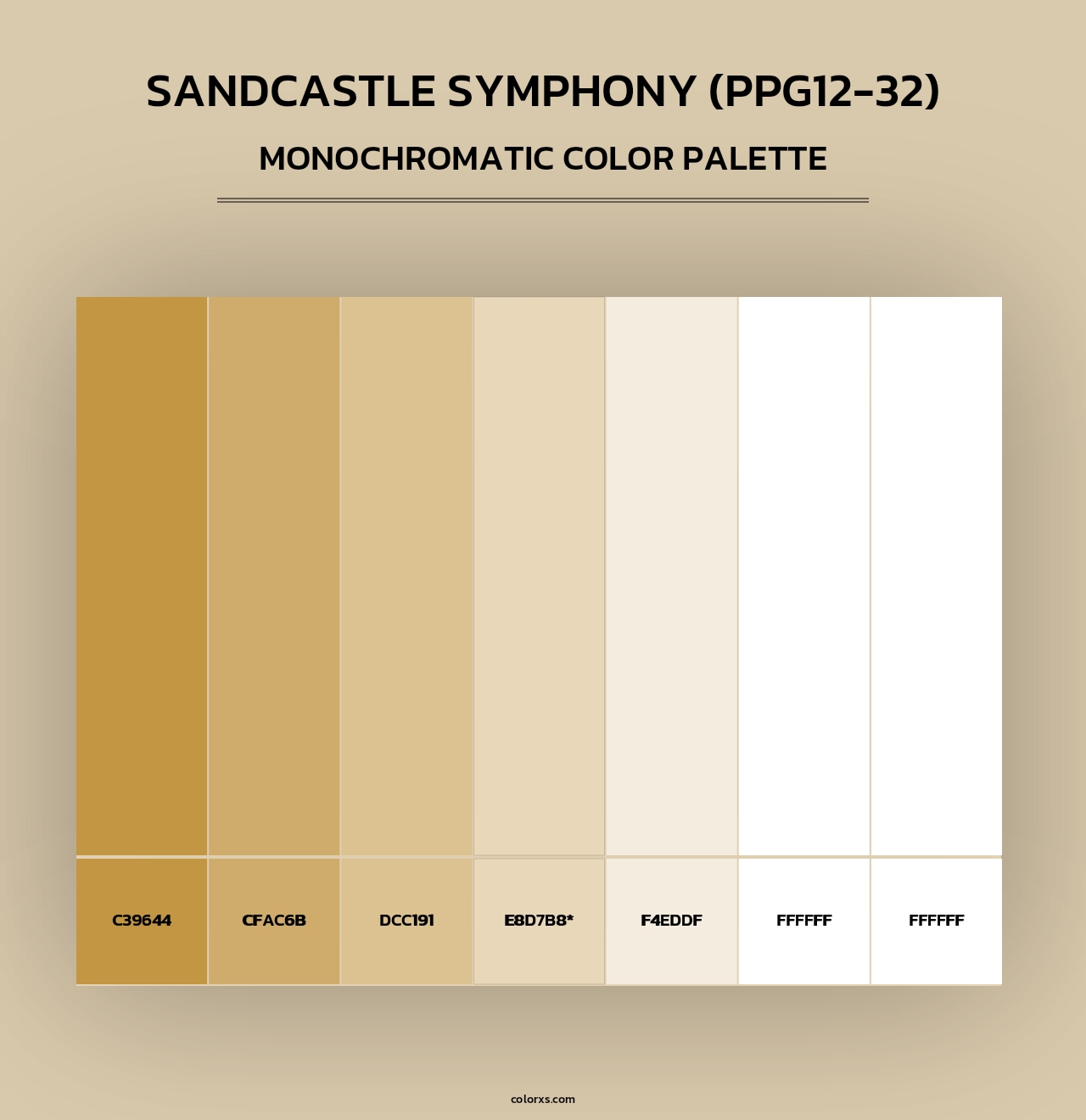 Sandcastle Symphony (PPG12-32) - Monochromatic Color Palette