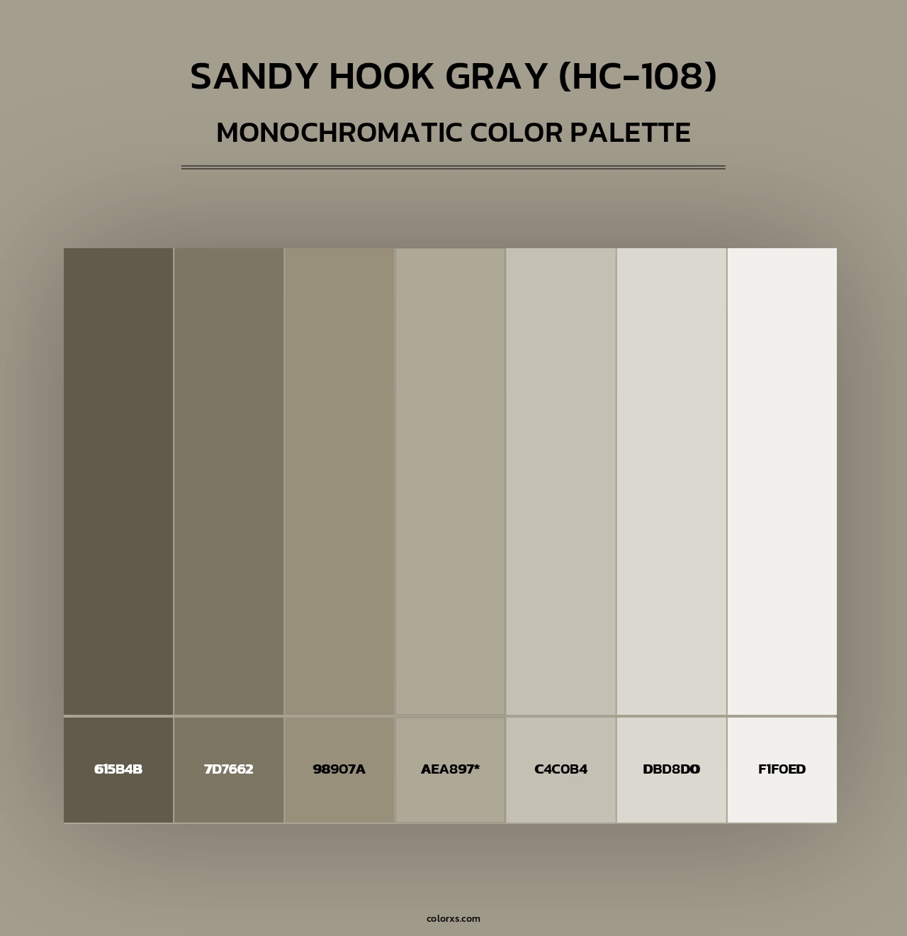 Sandy Hook Gray (HC-108) - Monochromatic Color Palette