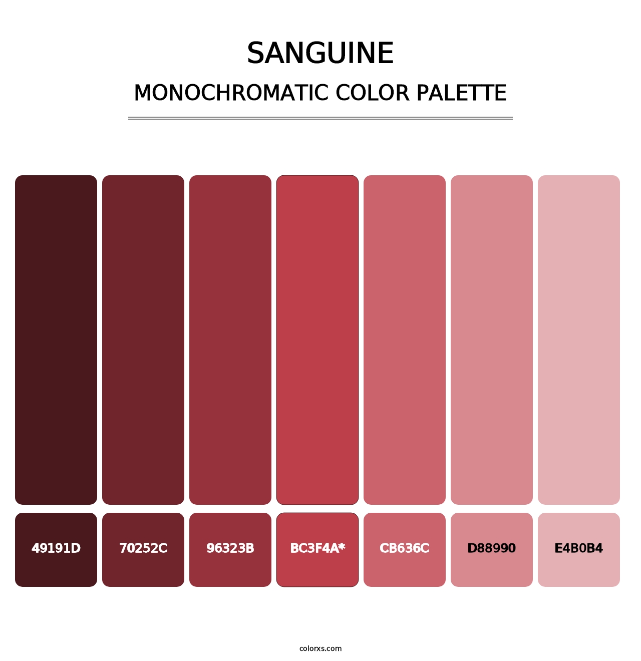 Sanguine - Monochromatic Color Palette
