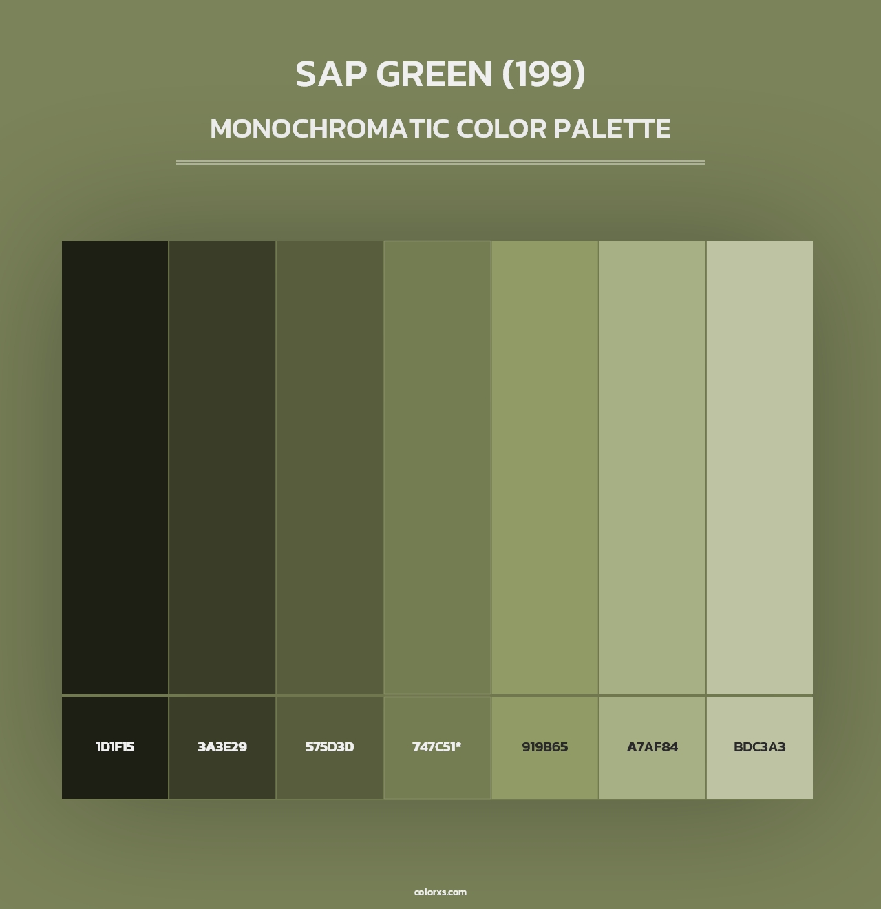 Sap Green (199) - Monochromatic Color Palette