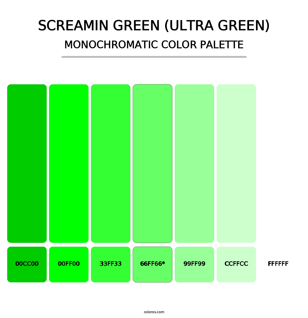 Screamin Green (Ultra Green) - Monochromatic Color Palette