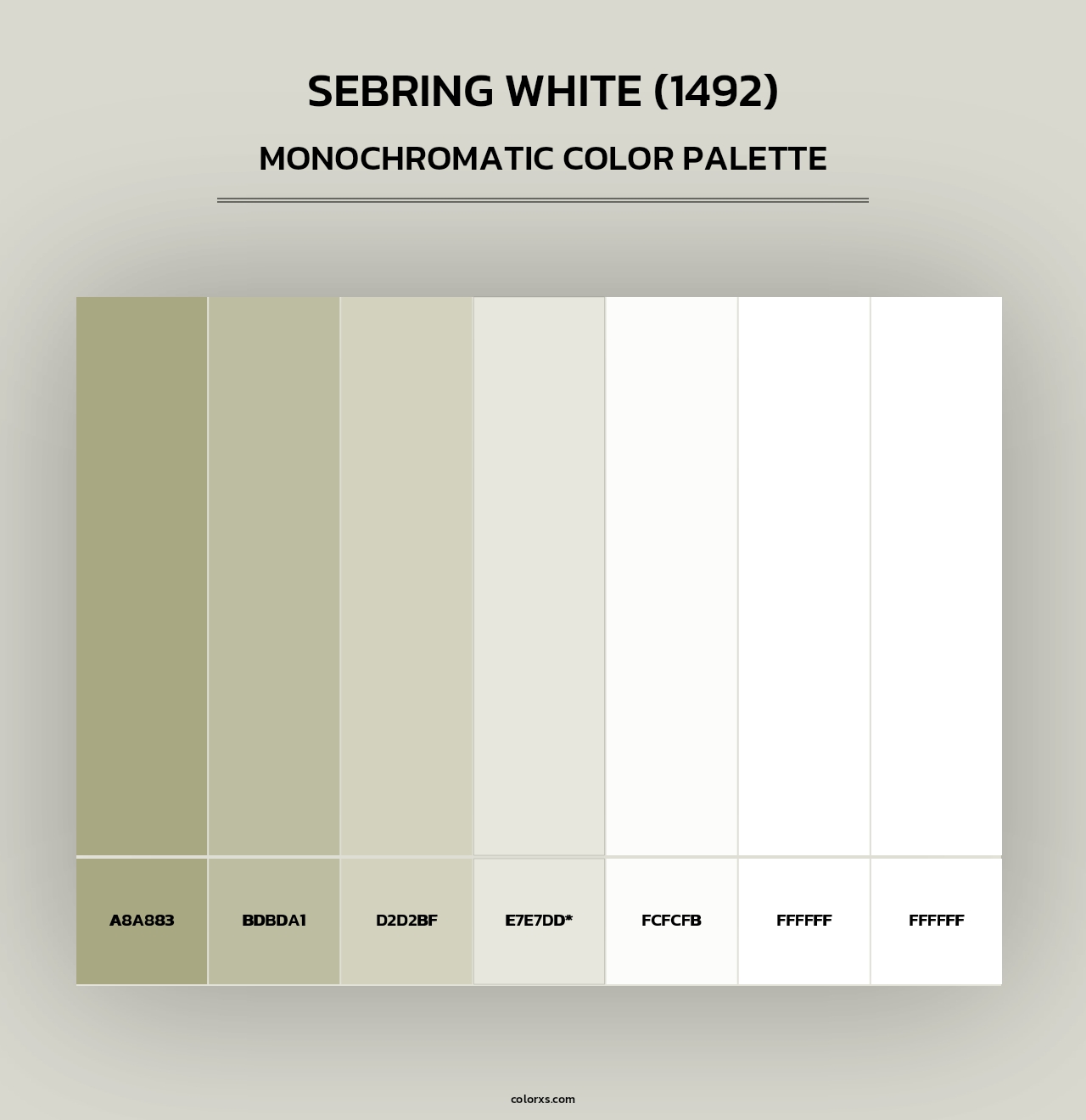 Sebring White (1492) - Monochromatic Color Palette