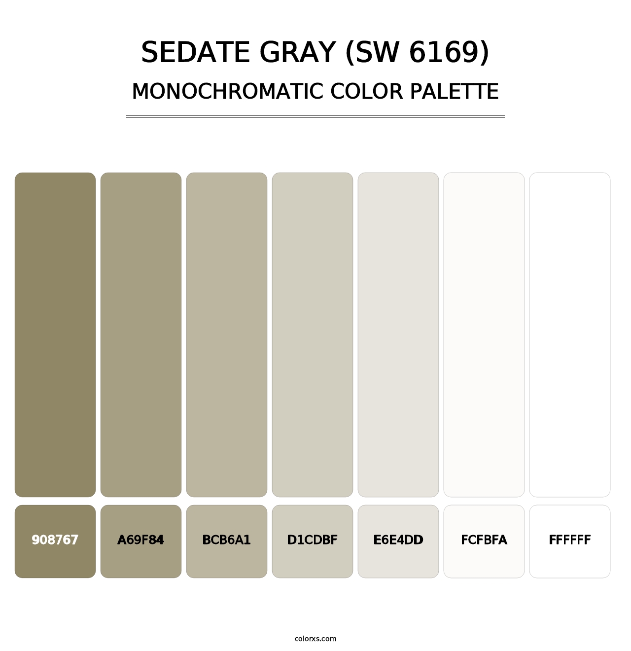 Sedate Gray (SW 6169) - Monochromatic Color Palette