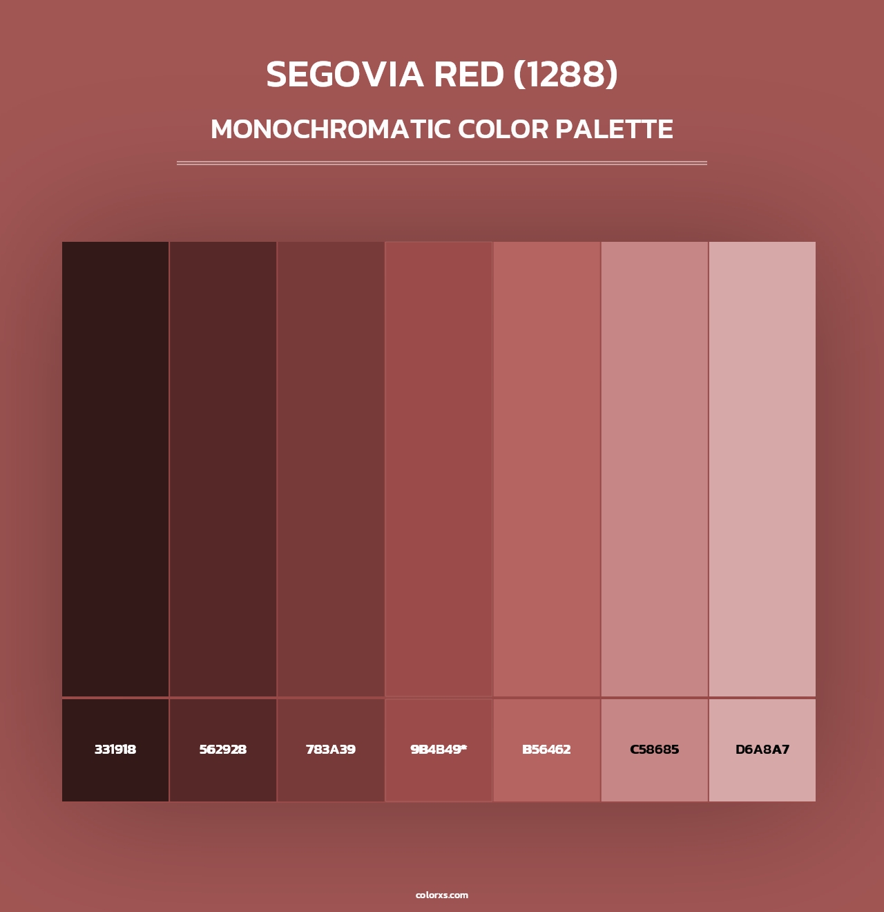 Segovia Red (1288) - Monochromatic Color Palette