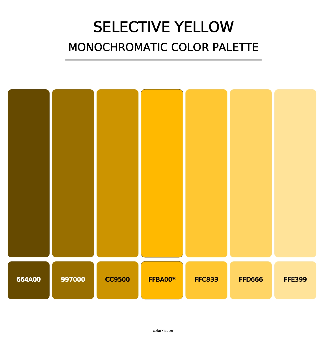 Selective yellow - Monochromatic Color Palette