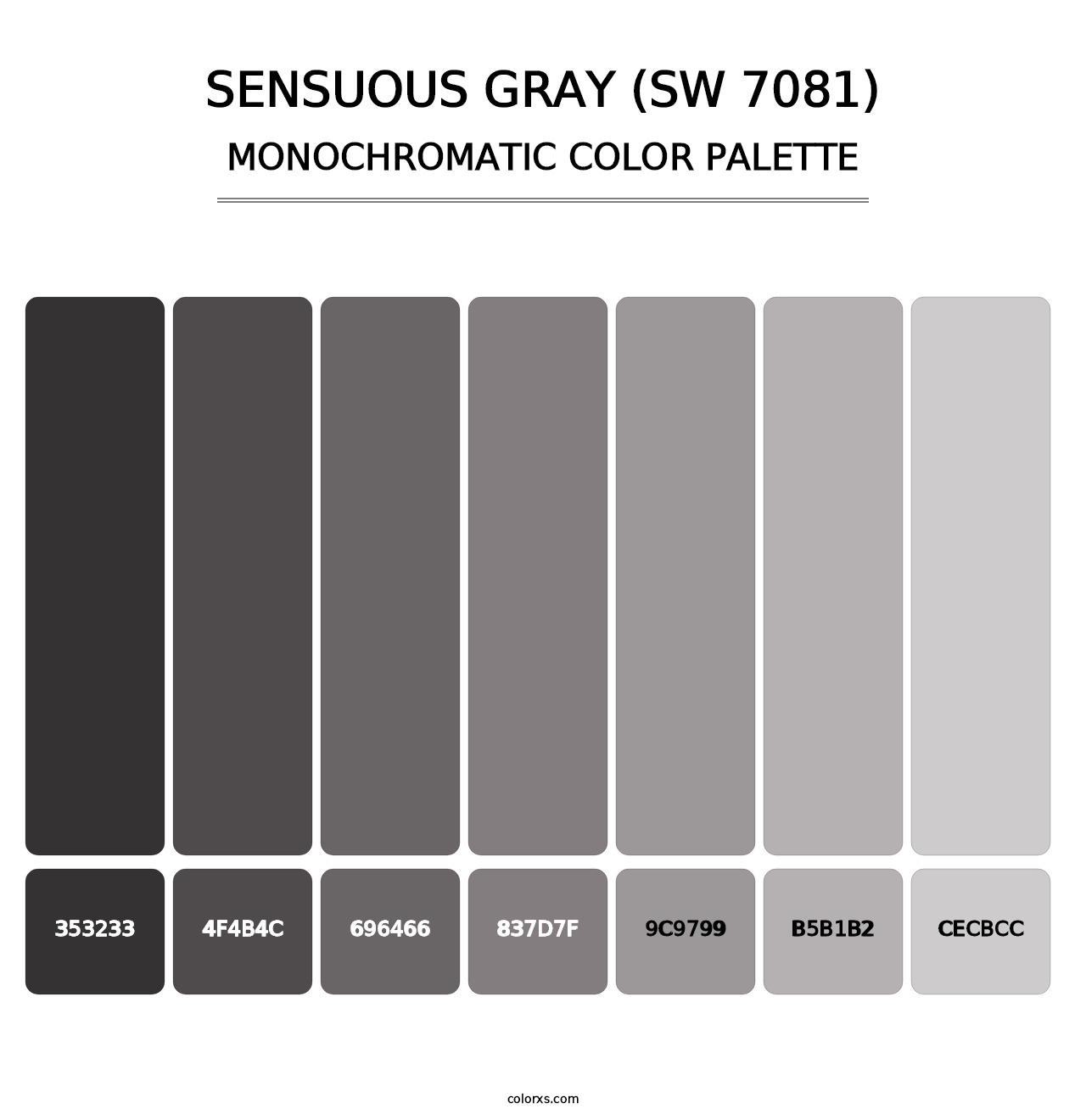 Sensuous Gray (SW 7081) - Monochromatic Color Palette