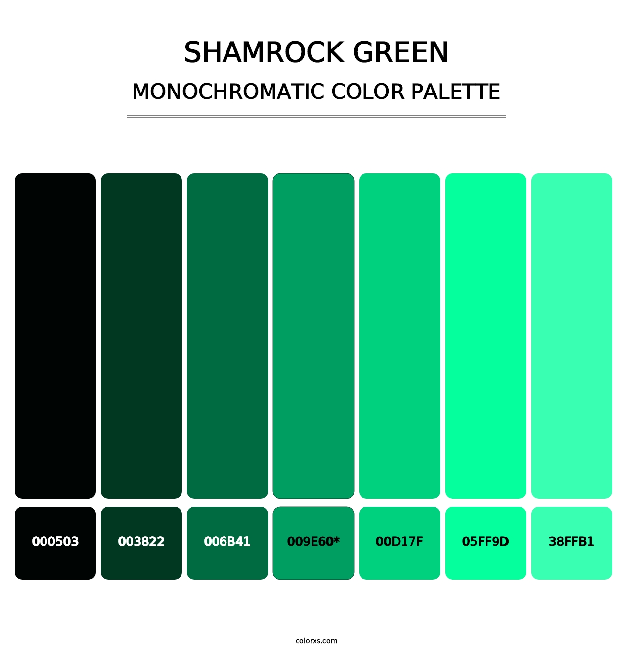 Shamrock Green - Monochromatic Color Palette
