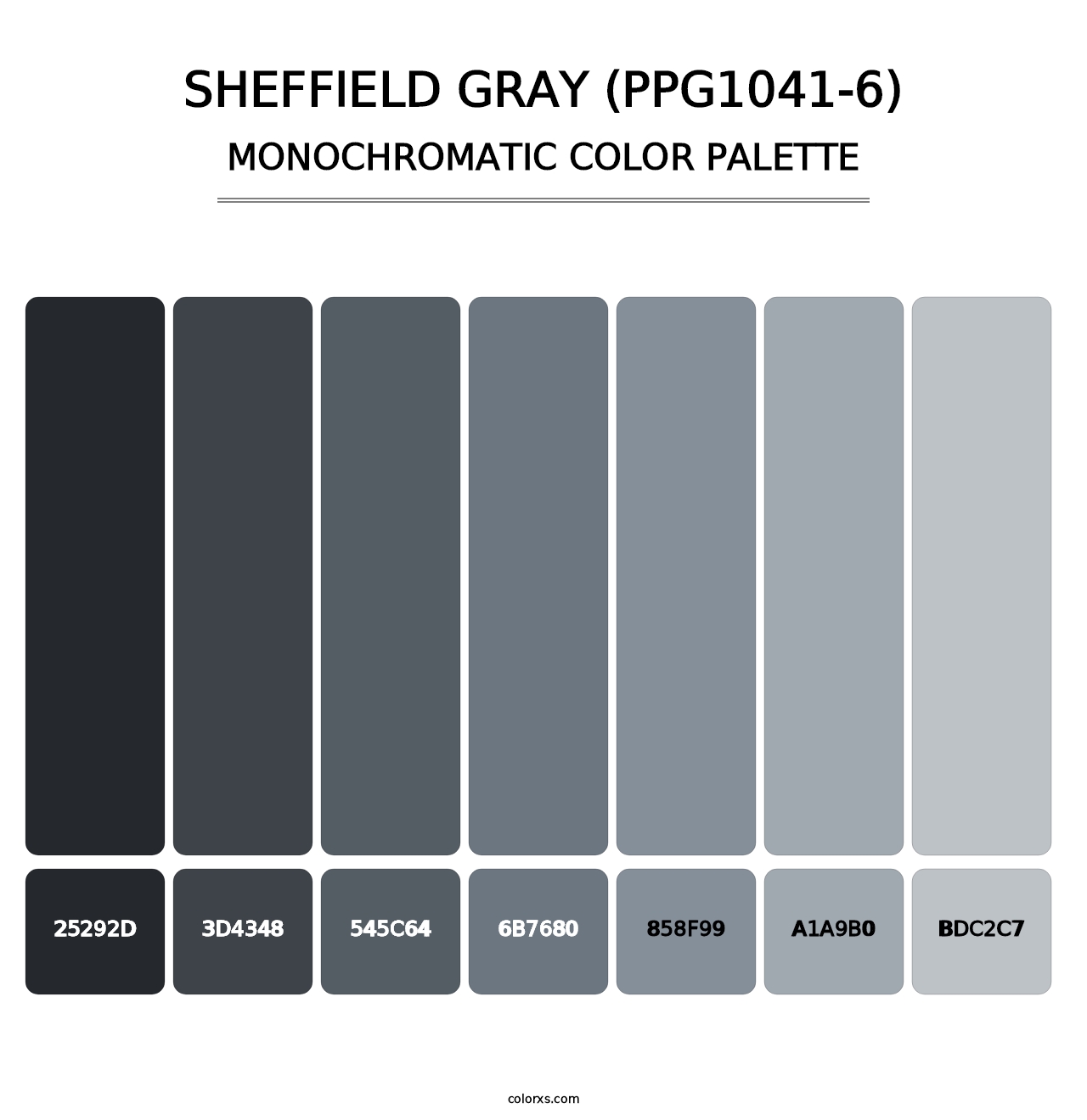 Sheffield Gray (PPG1041-6) - Monochromatic Color Palette