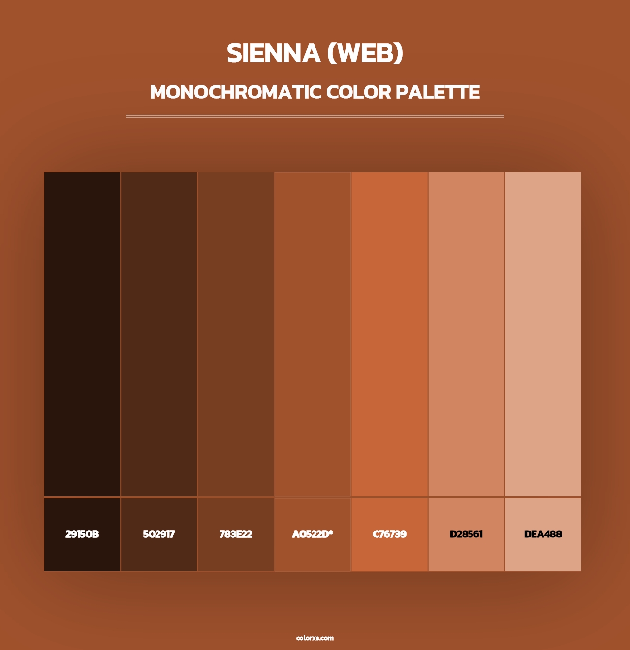 Sienna (Web) - Monochromatic Color Palette