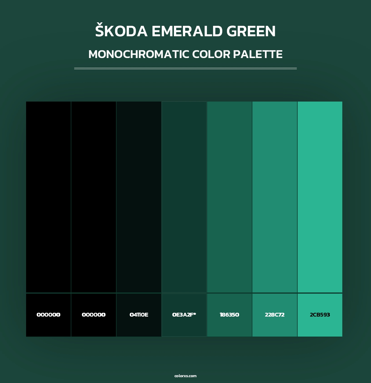 Škoda Emerald Green - Monochromatic Color Palette