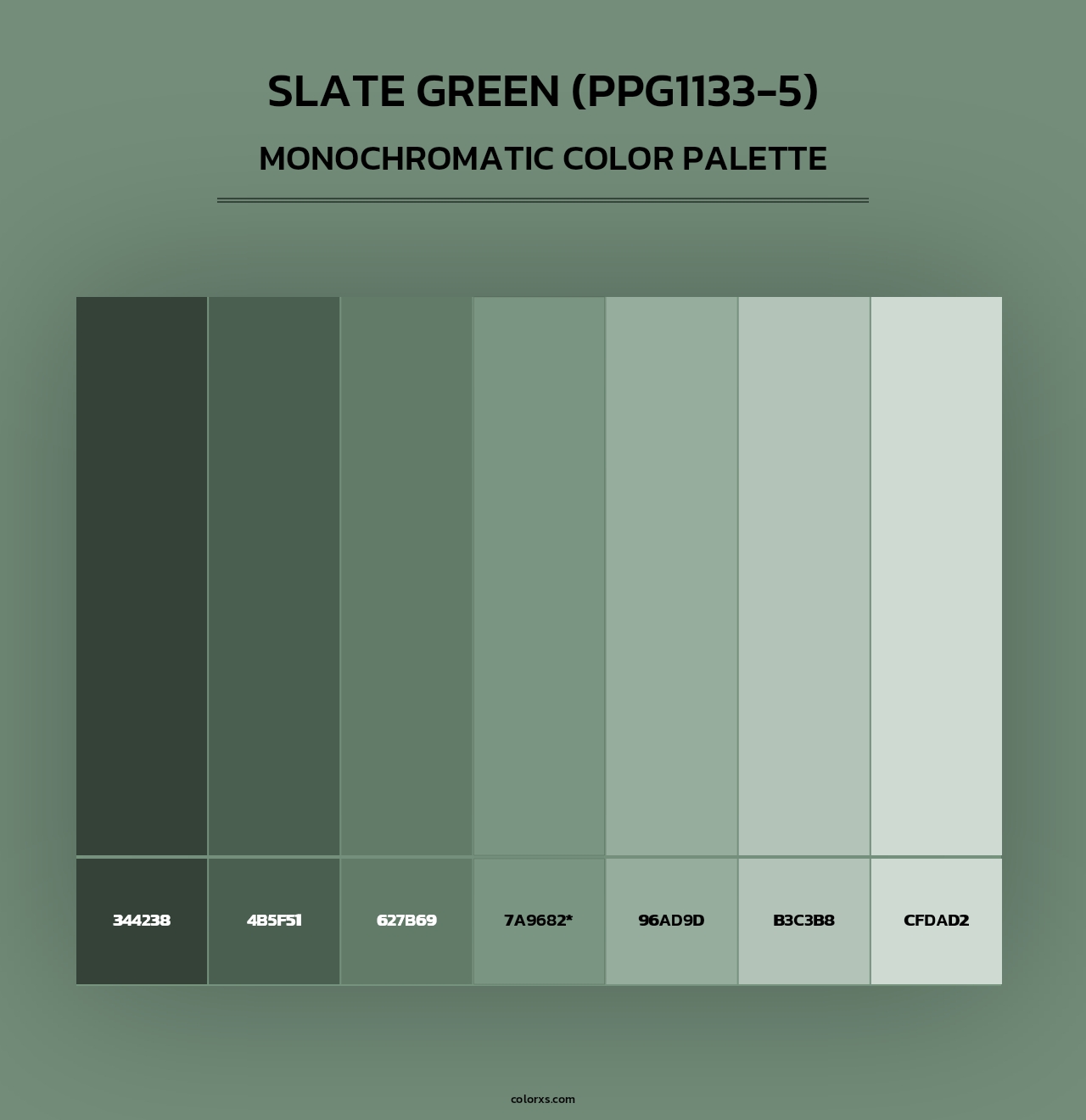 Slate Green (PPG1133-5) - Monochromatic Color Palette