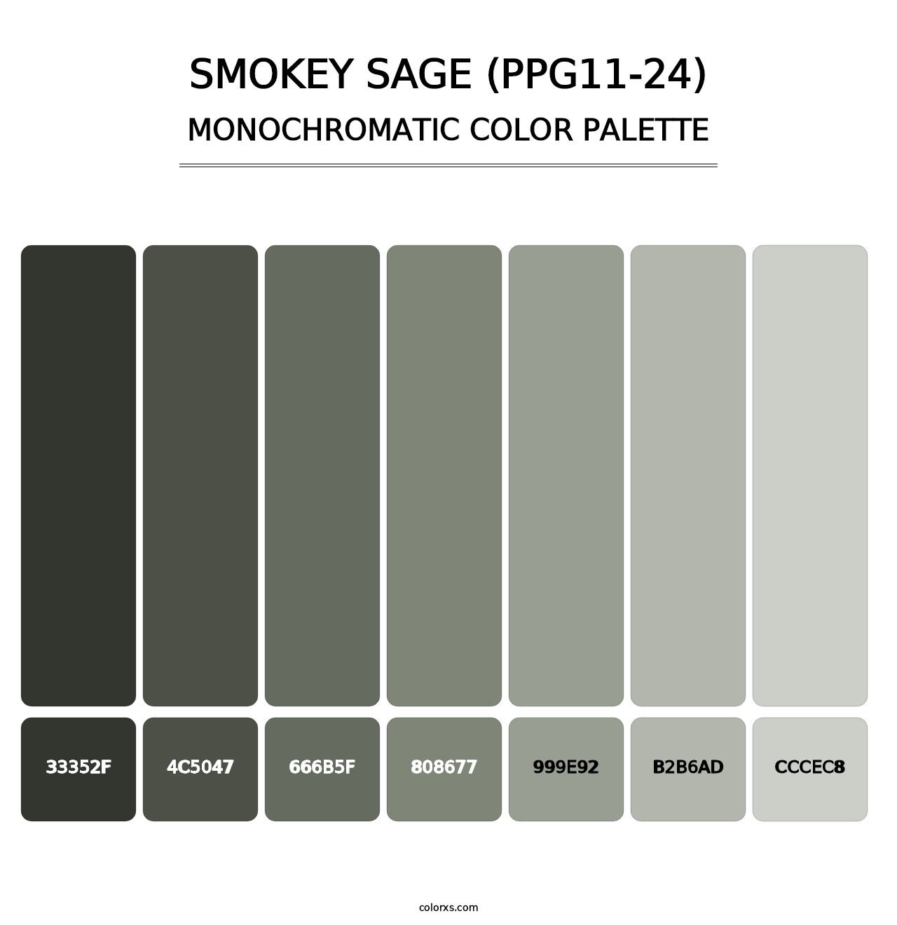 Smokey Sage (PPG11-24) - Monochromatic Color Palette
