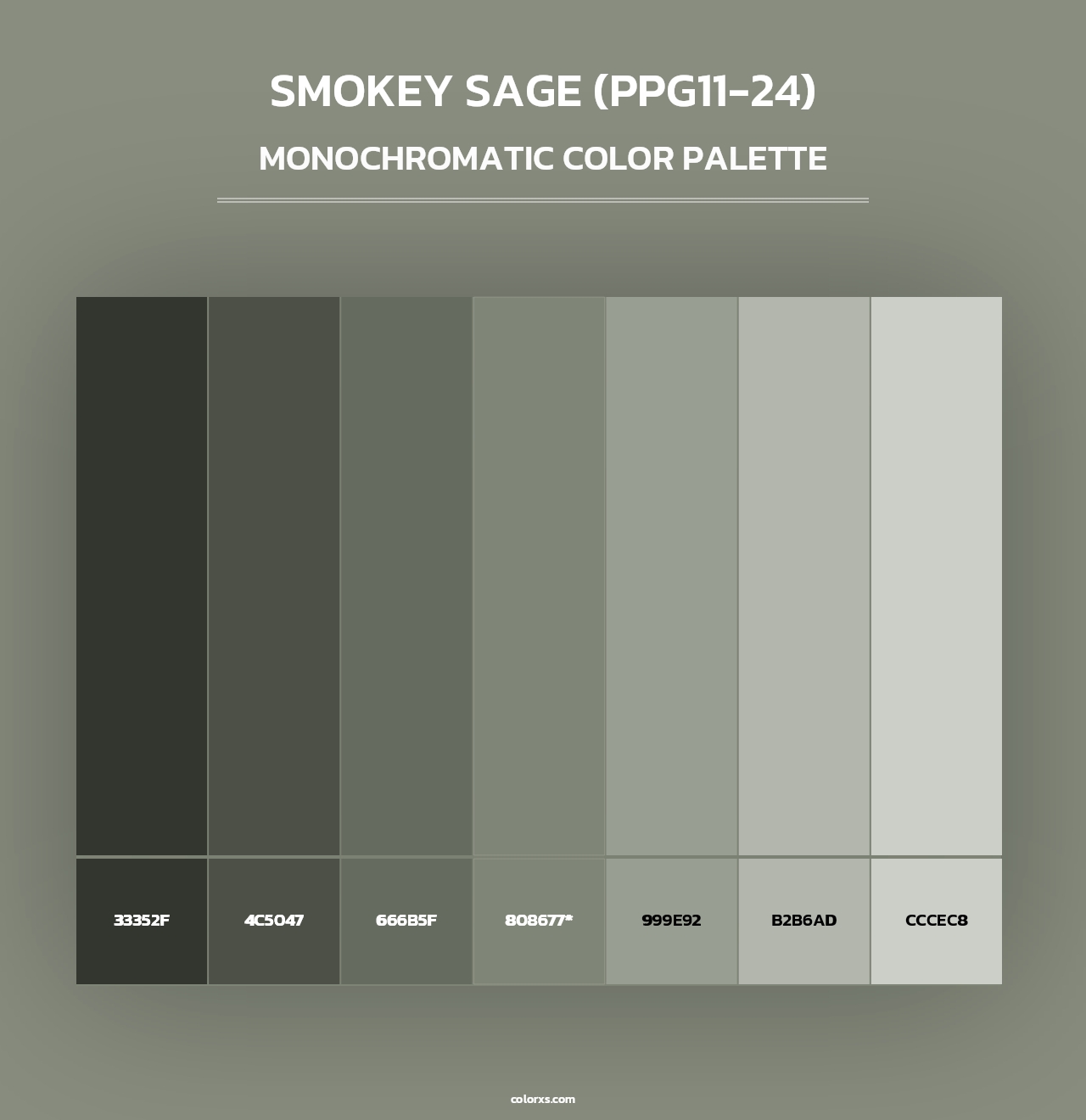 Smokey Sage (PPG11-24) - Monochromatic Color Palette