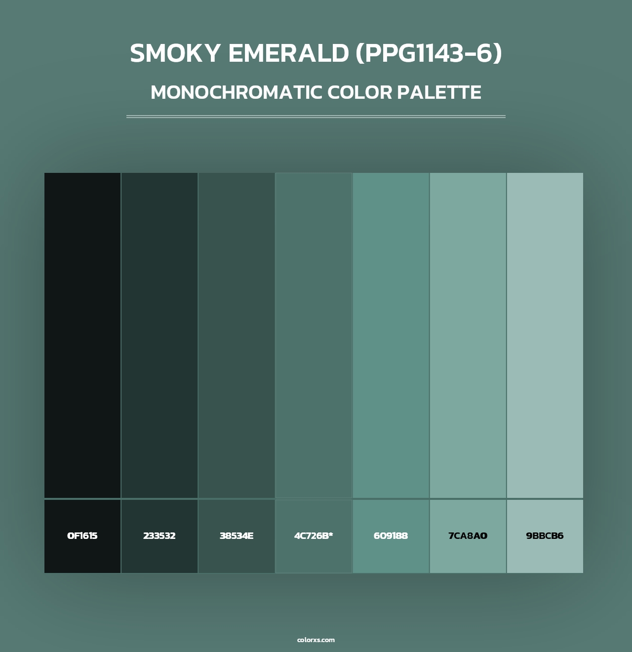 Smoky Emerald (PPG1143-6) - Monochromatic Color Palette