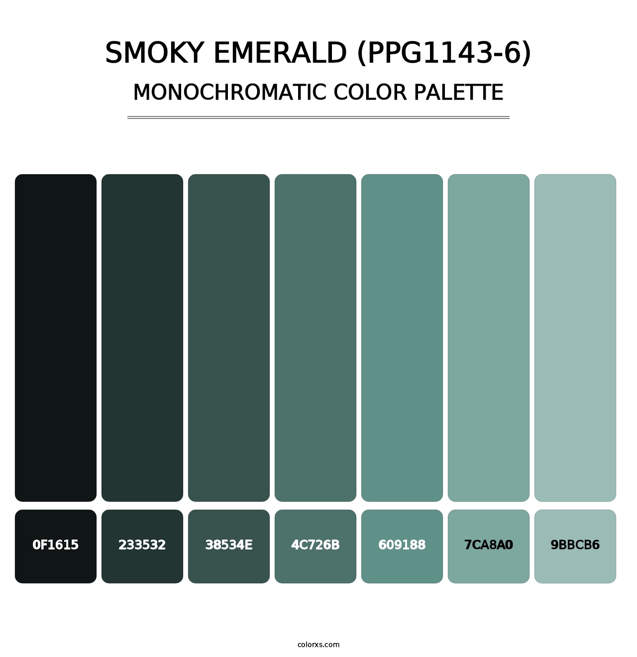 Smoky Emerald (PPG1143-6) - Monochromatic Color Palette
