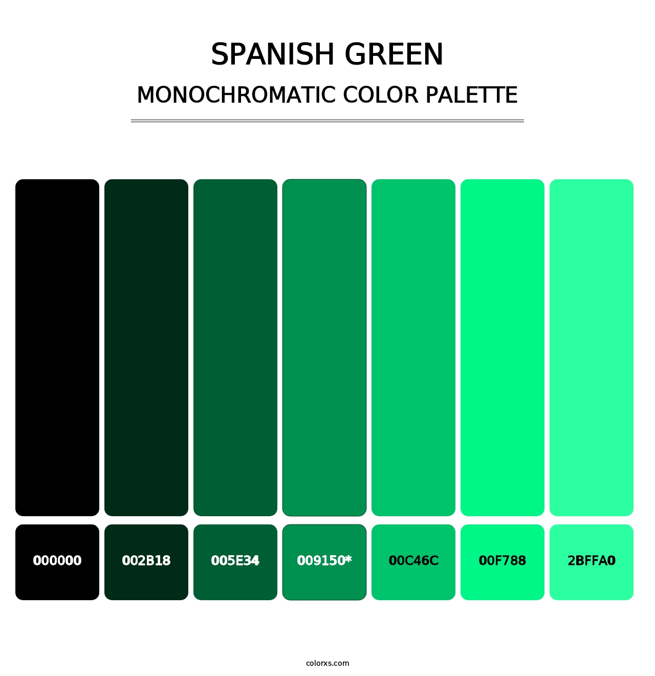 Spanish Green - Monochromatic Color Palette