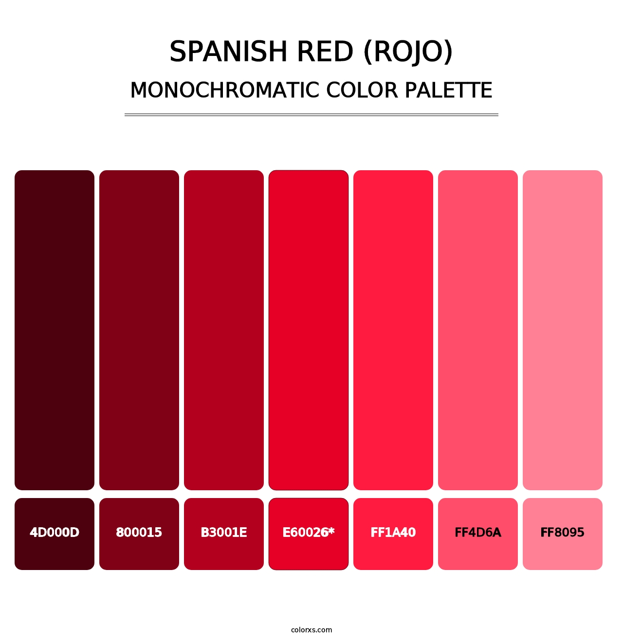 Spanish Red (Rojo) - Monochromatic Color Palette
