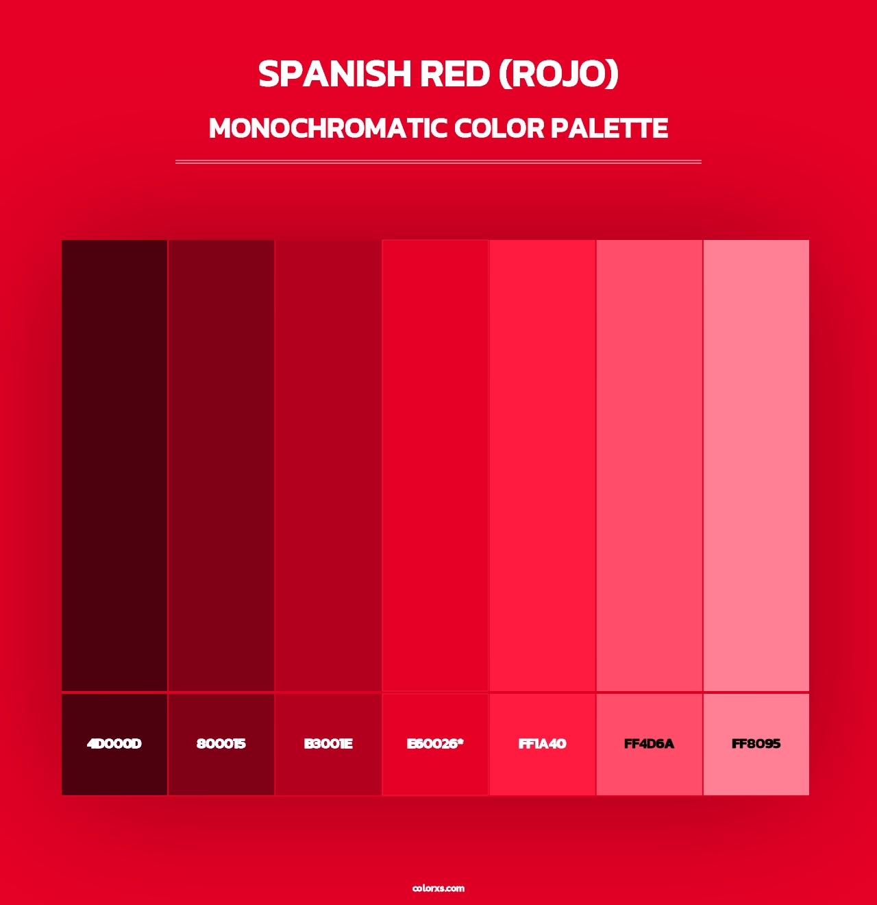 Spanish Red (Rojo) - Monochromatic Color Palette