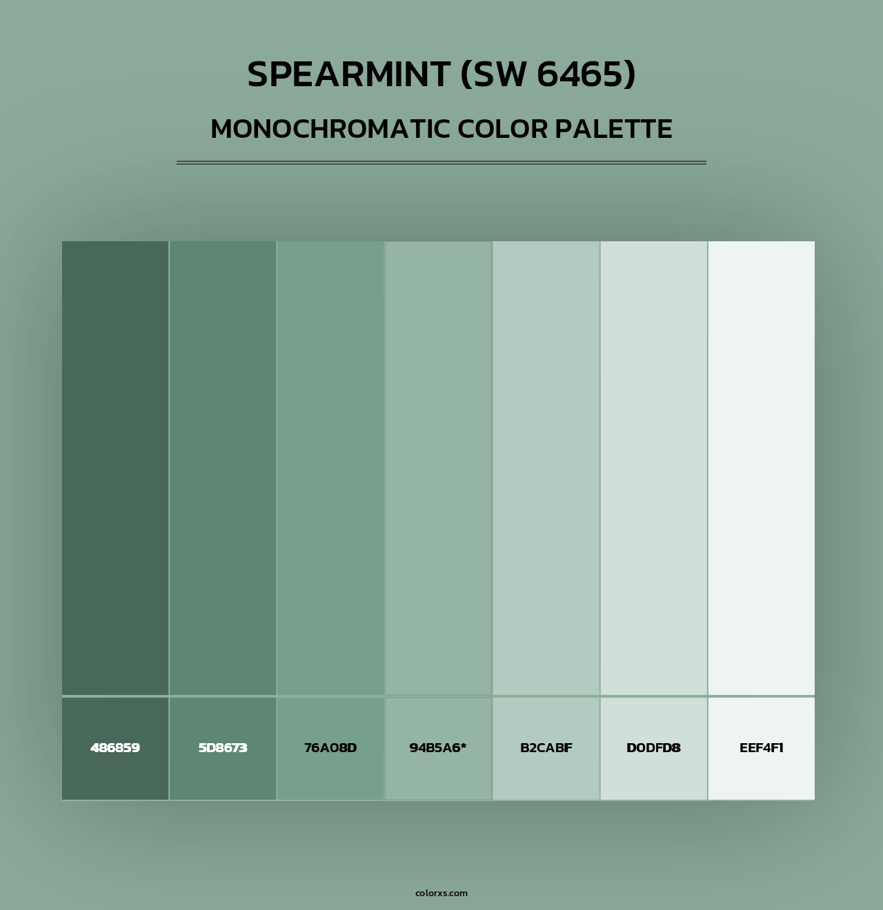 Spearmint (SW 6465) - Monochromatic Color Palette