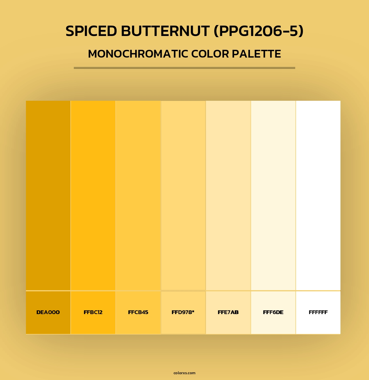 Spiced Butternut (PPG1206-5) - Monochromatic Color Palette