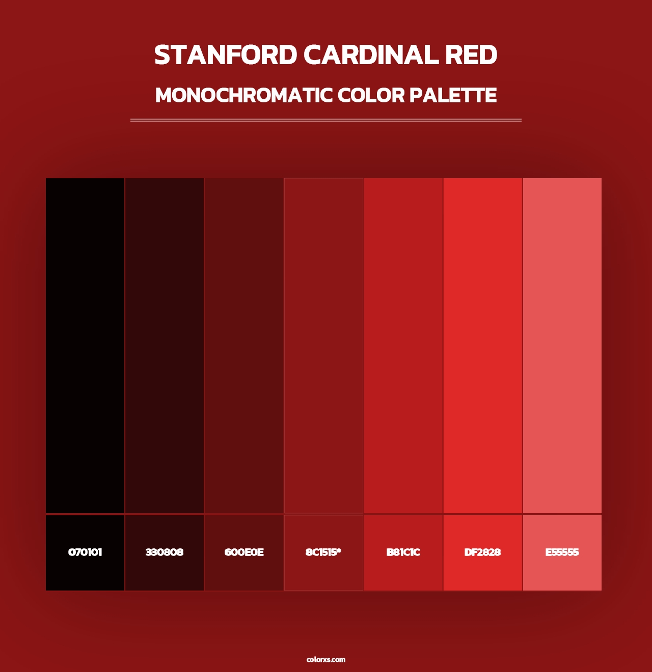 Stanford Cardinal Red - Monochromatic Color Palette
