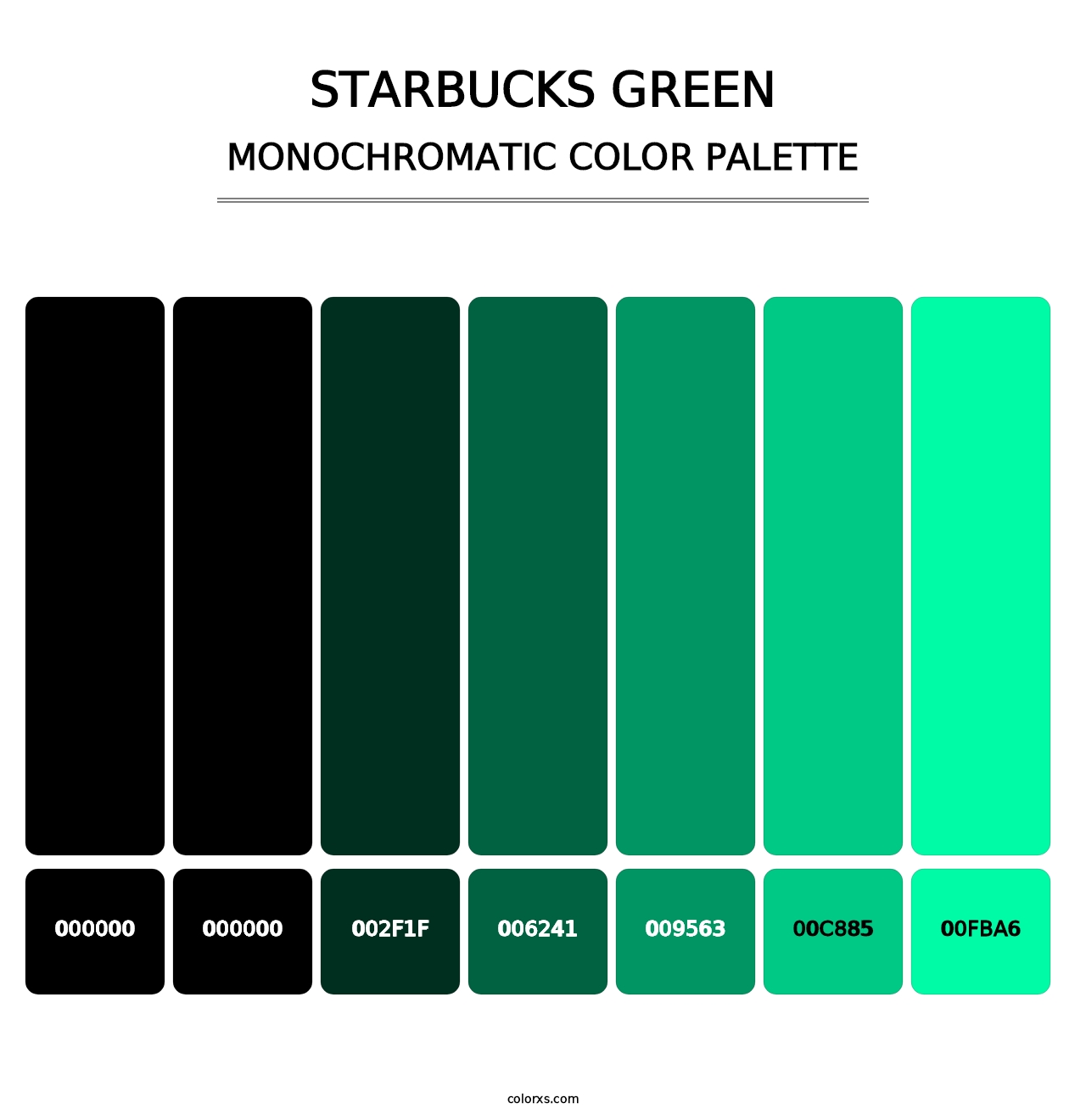 Starbucks Green - Monochromatic Color Palette