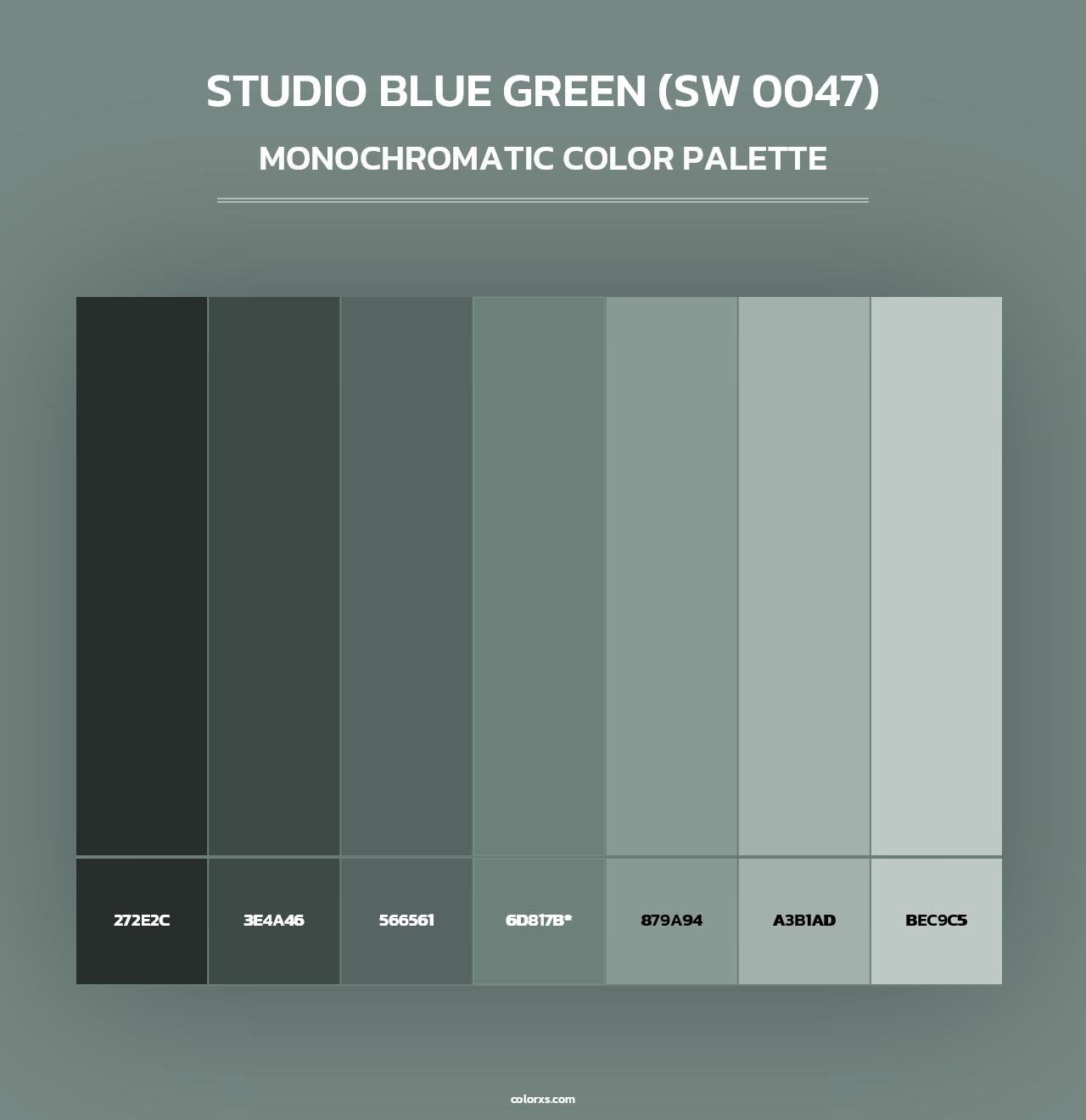 Studio Blue Green (SW 0047) - Monochromatic Color Palette