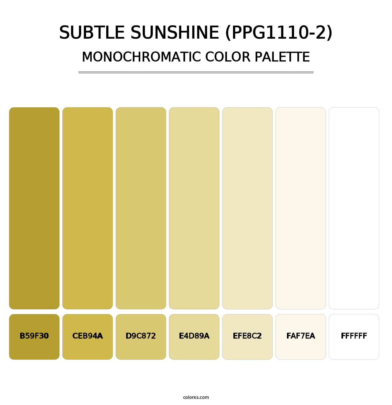 Subtle Sunshine (PPG1110-2) - Monochromatic Color Palette