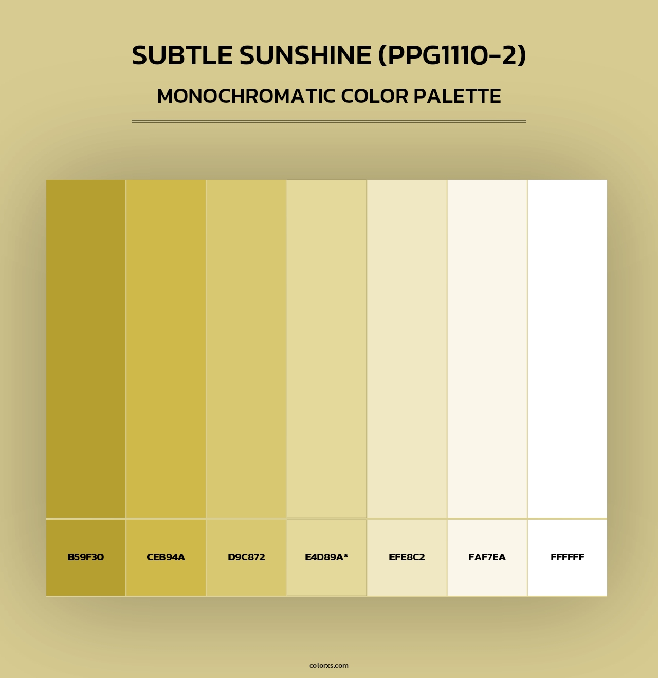 Subtle Sunshine (PPG1110-2) - Monochromatic Color Palette