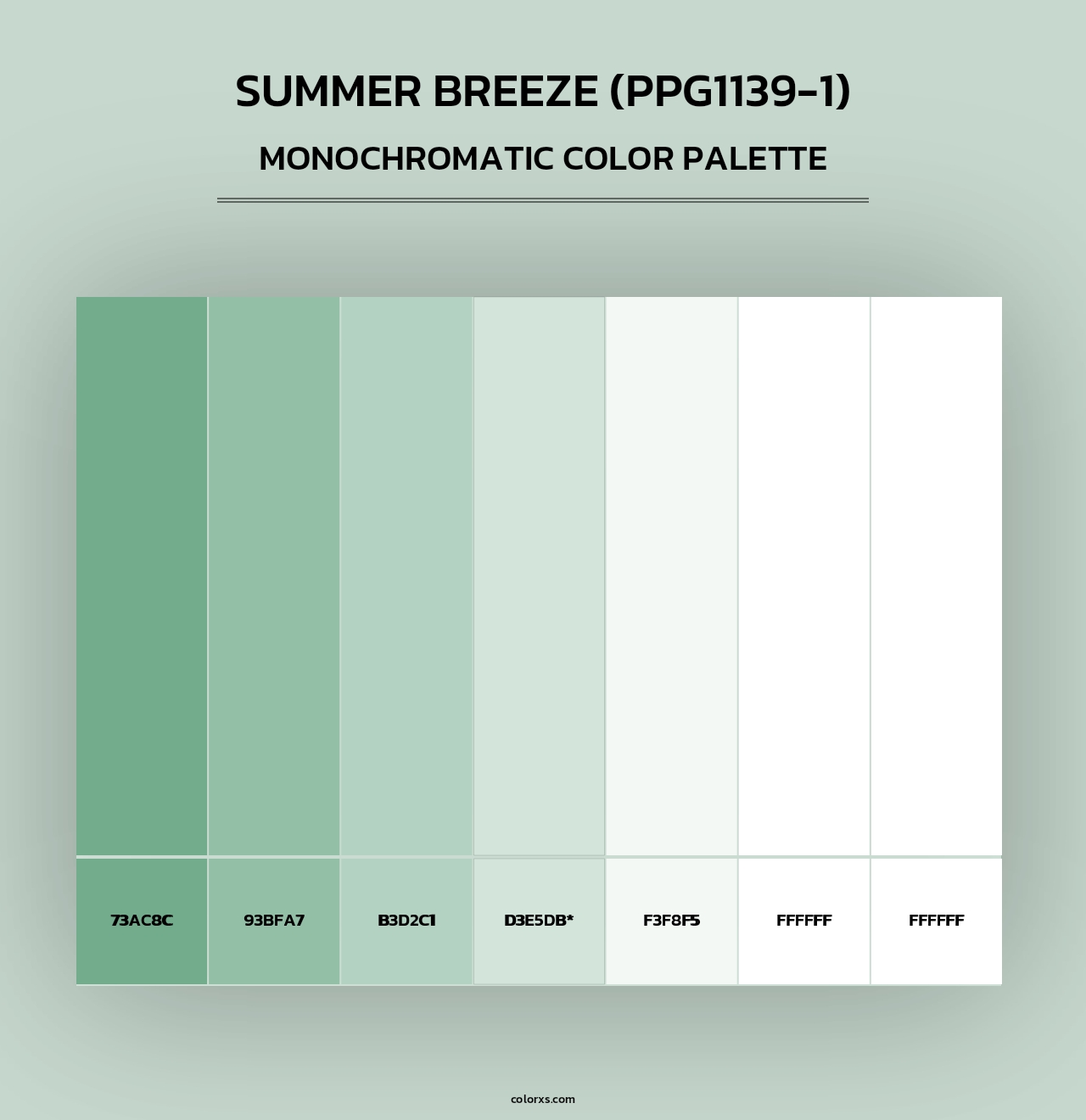 Summer Breeze (PPG1139-1) - Monochromatic Color Palette