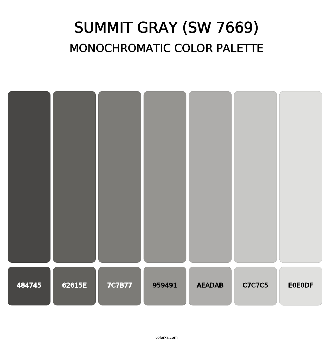 Summit Gray (SW 7669) - Monochromatic Color Palette